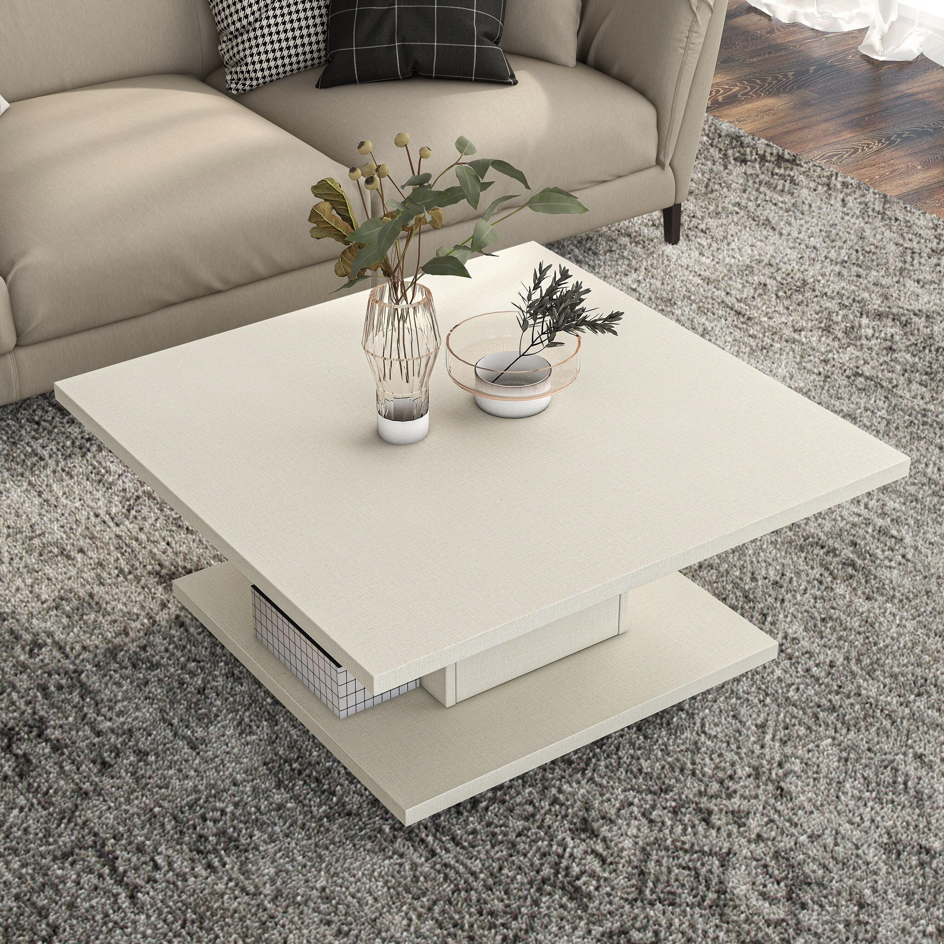 24/7 Shop At Home Traci 31" Square Coffee Table: Modern Design, Pedestal Base, MDF & Veneer