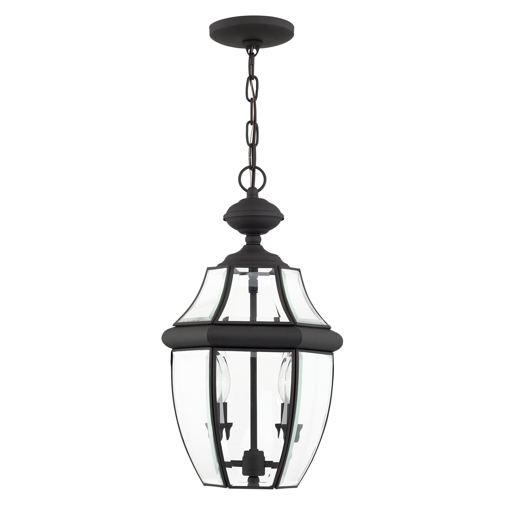 2 Light Outdoor Chain Lantern Pendant with Clear Glass Shade