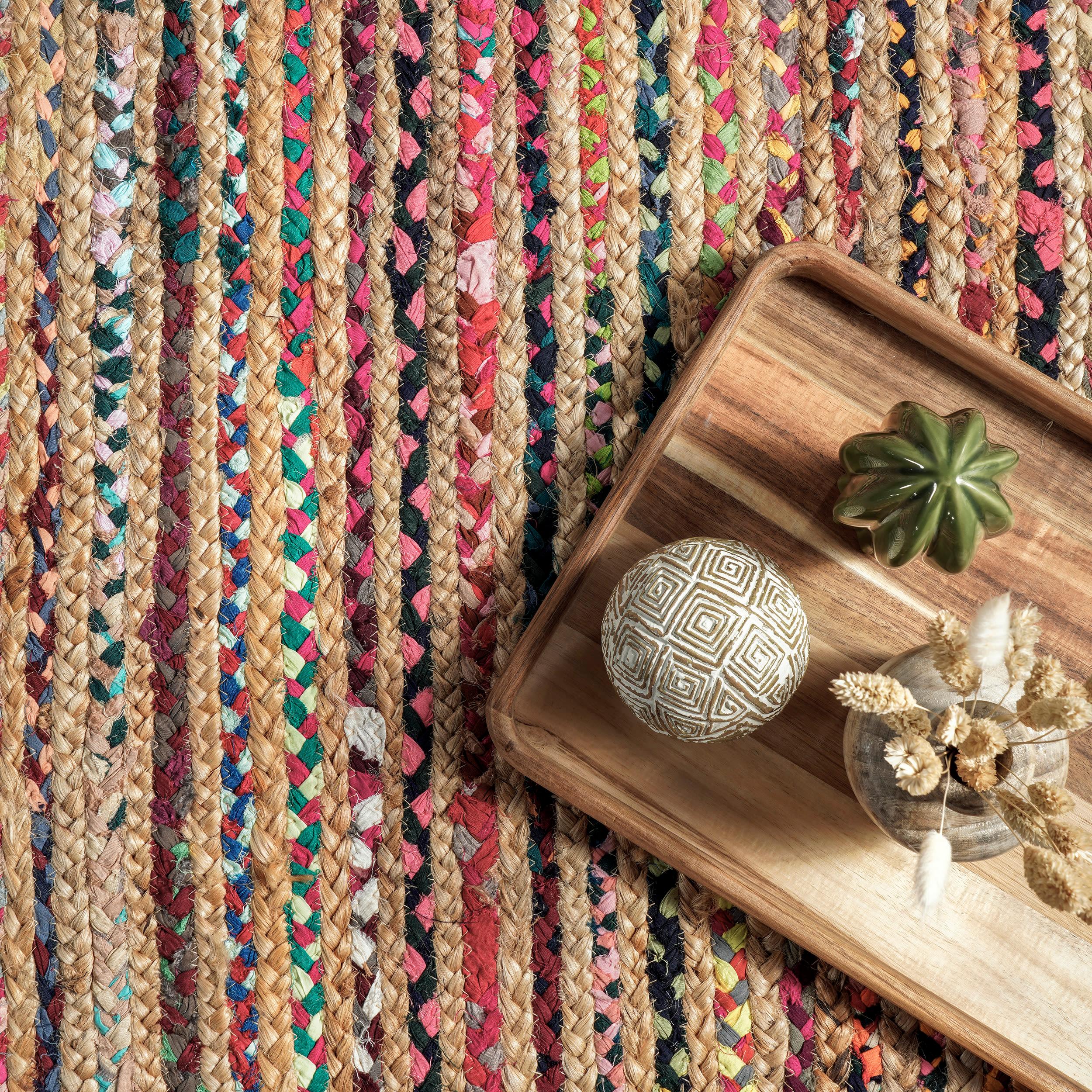 Nuloom Aleen Striped 6x9 Jute Indoor Area Rug for Dining Room Rug Neutral Rug Living Room Rug Kitchen, Multicolor