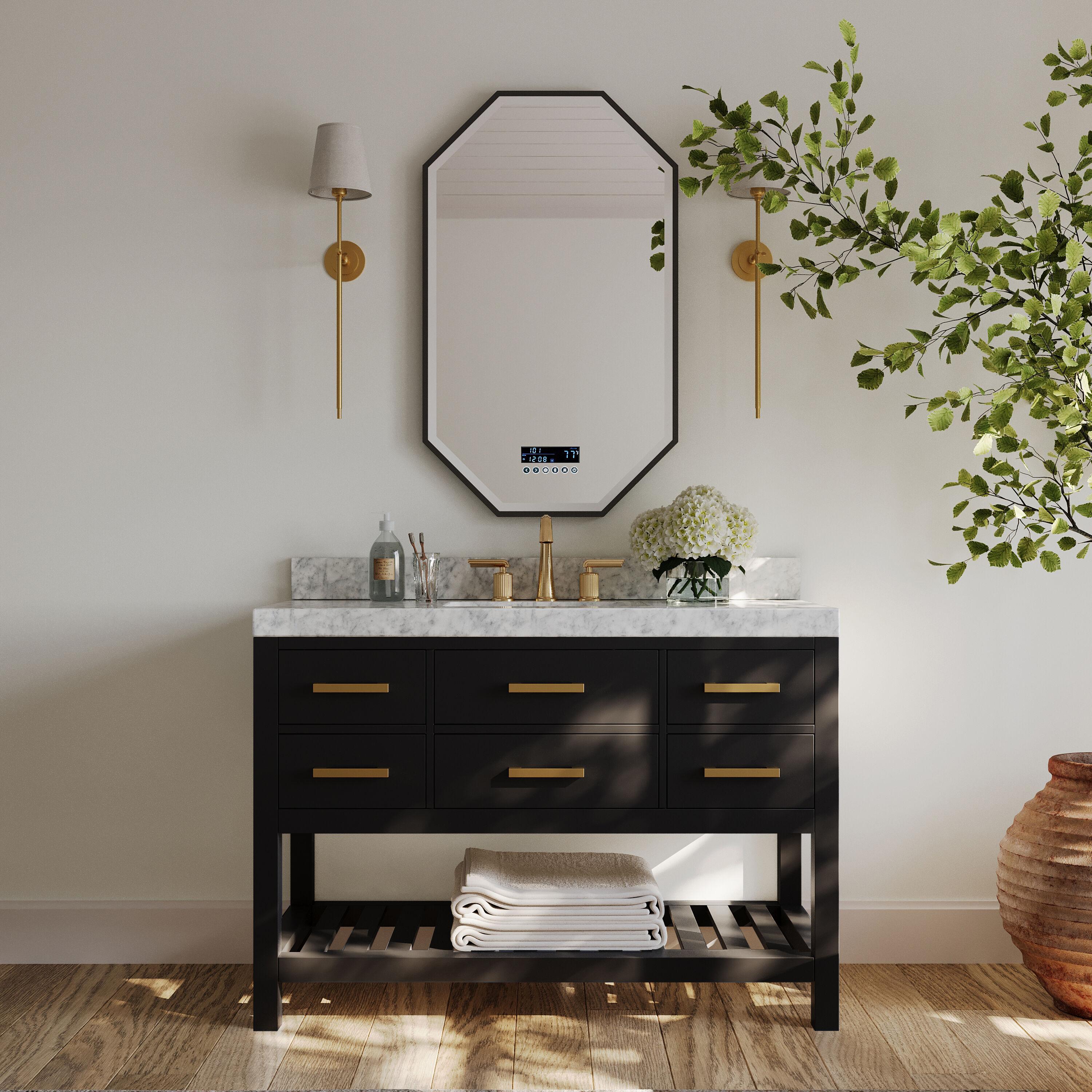 Ancerre Designs Elizabeth 48" Wood Bathroom Vanity Set in Black Onyx