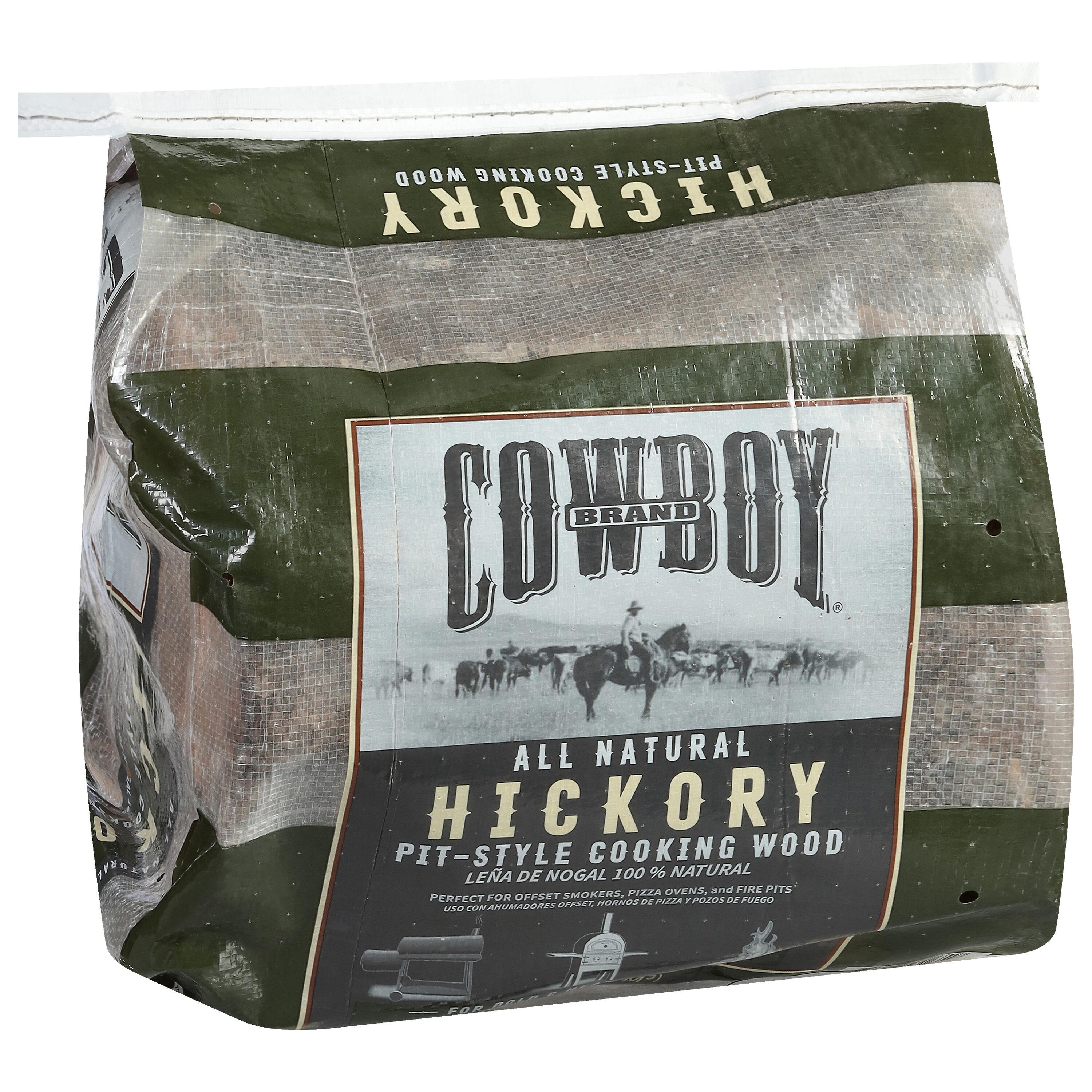 Cowboy .65 cu ft Hickory Cooking Wood: Kiln Dried, Long-Burning Fire Logs for Grills & Smokers