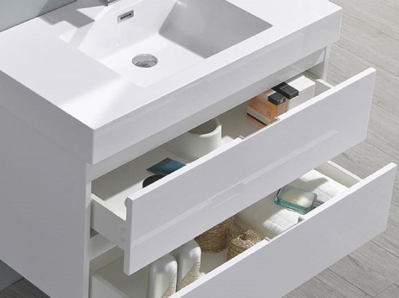 Fresca Valencia 36" Wall Mount Single Sink Bathroom Vanity with Top and Sink (Faucet Not Included)