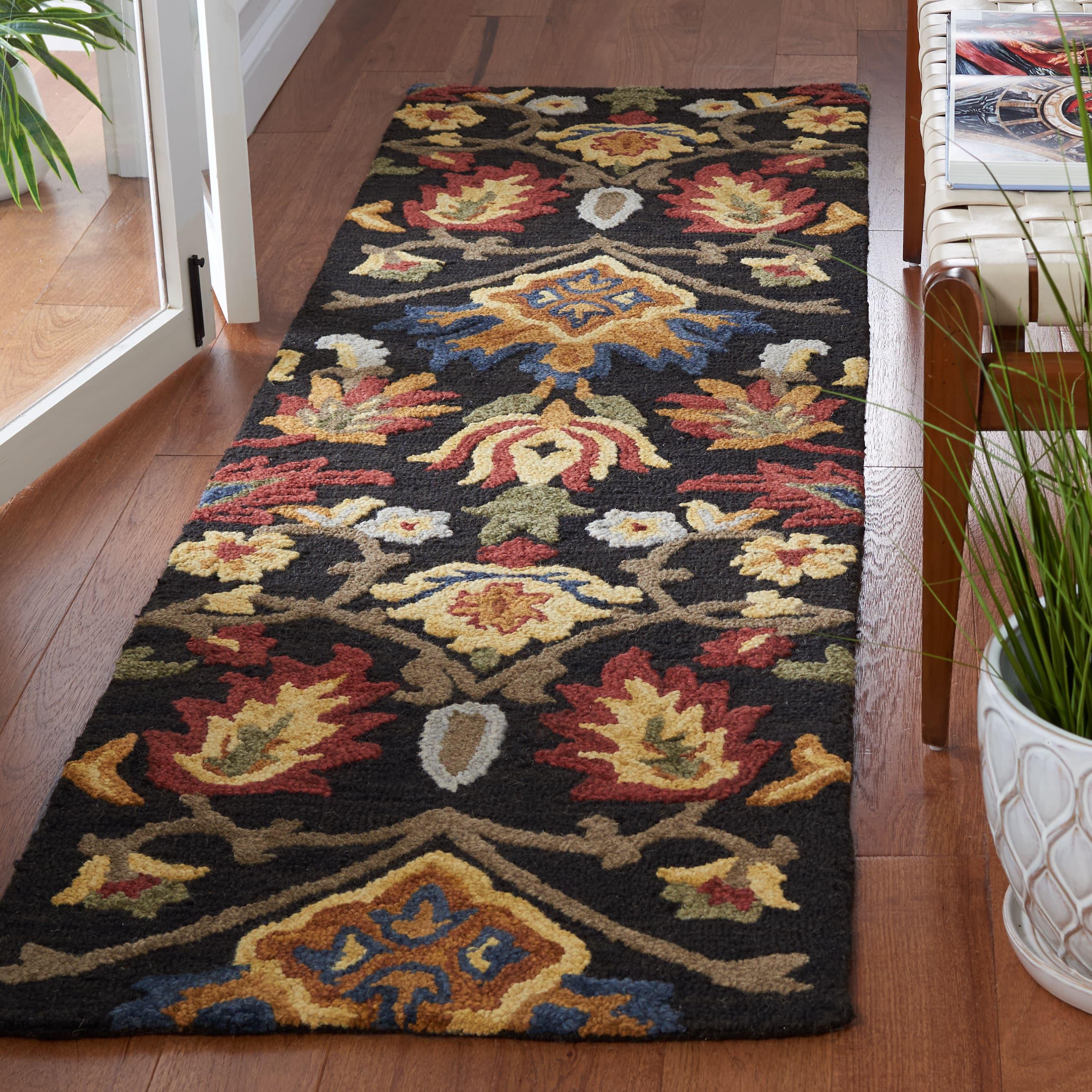 Blossom BLM402 Hand Tufted Runner Rug - Charcoal/Multi - 2'3"x8' - Safavieh.