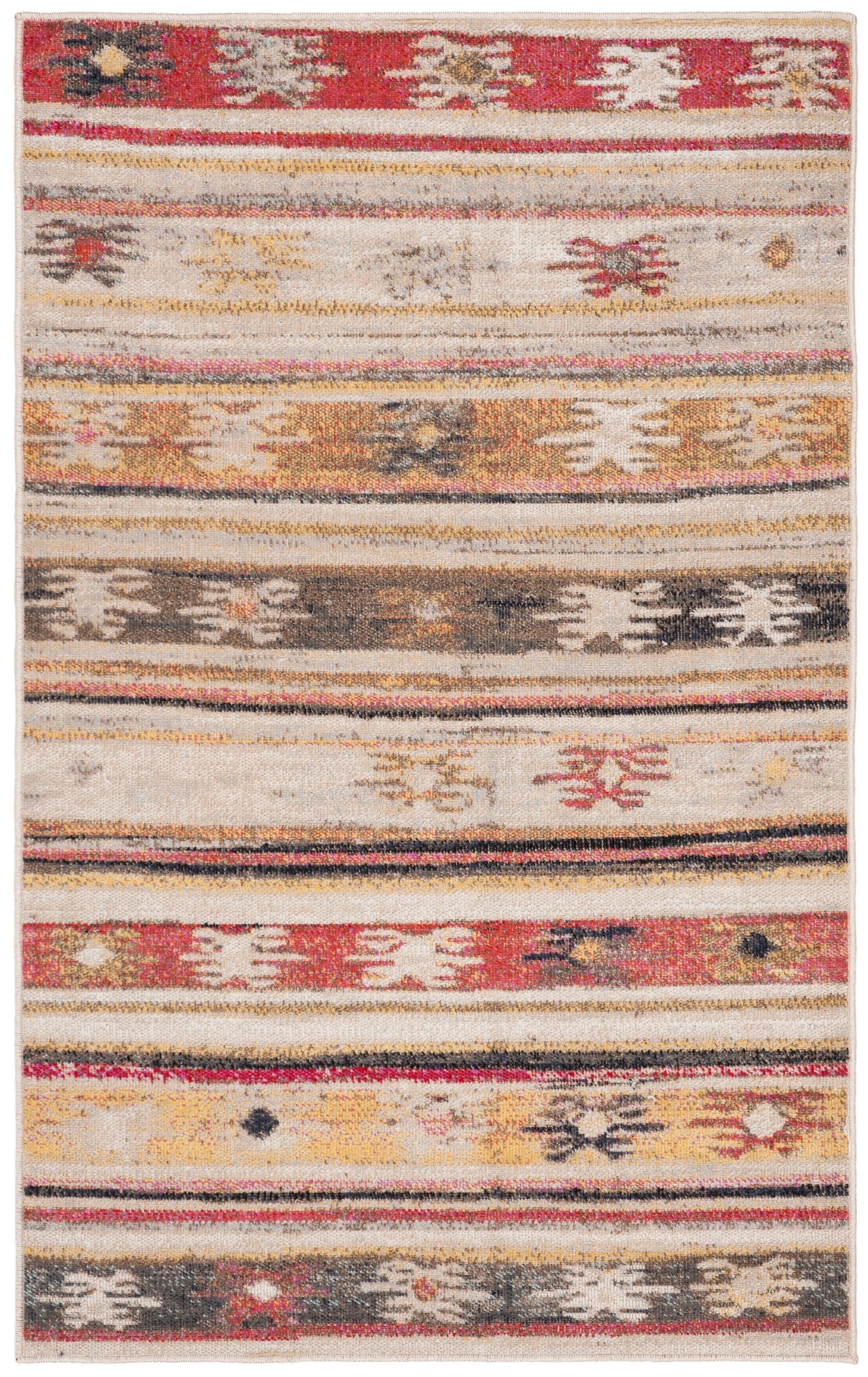 Montage MTG238 Power Loomed Indoor/Outdoor Accent Rug - Taupe/Multi - 3'x5' - Safavieh