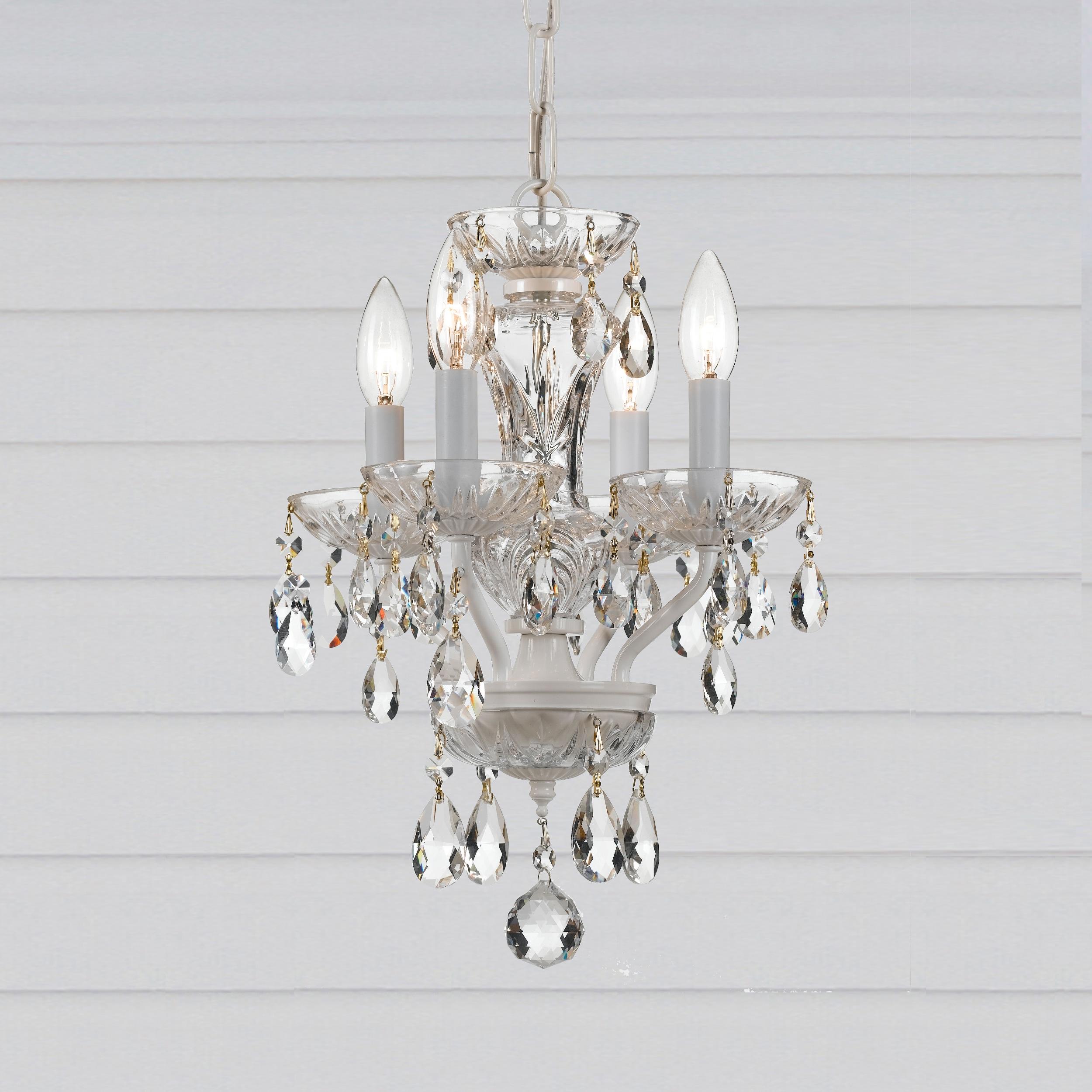 5534-WW-CL-S-Crystorama Lighting-Traditional Crystal - 15 Inch 4 Light Chandelier-Swarovski Strass Crystal Type-Wet White Finish   -Traditional