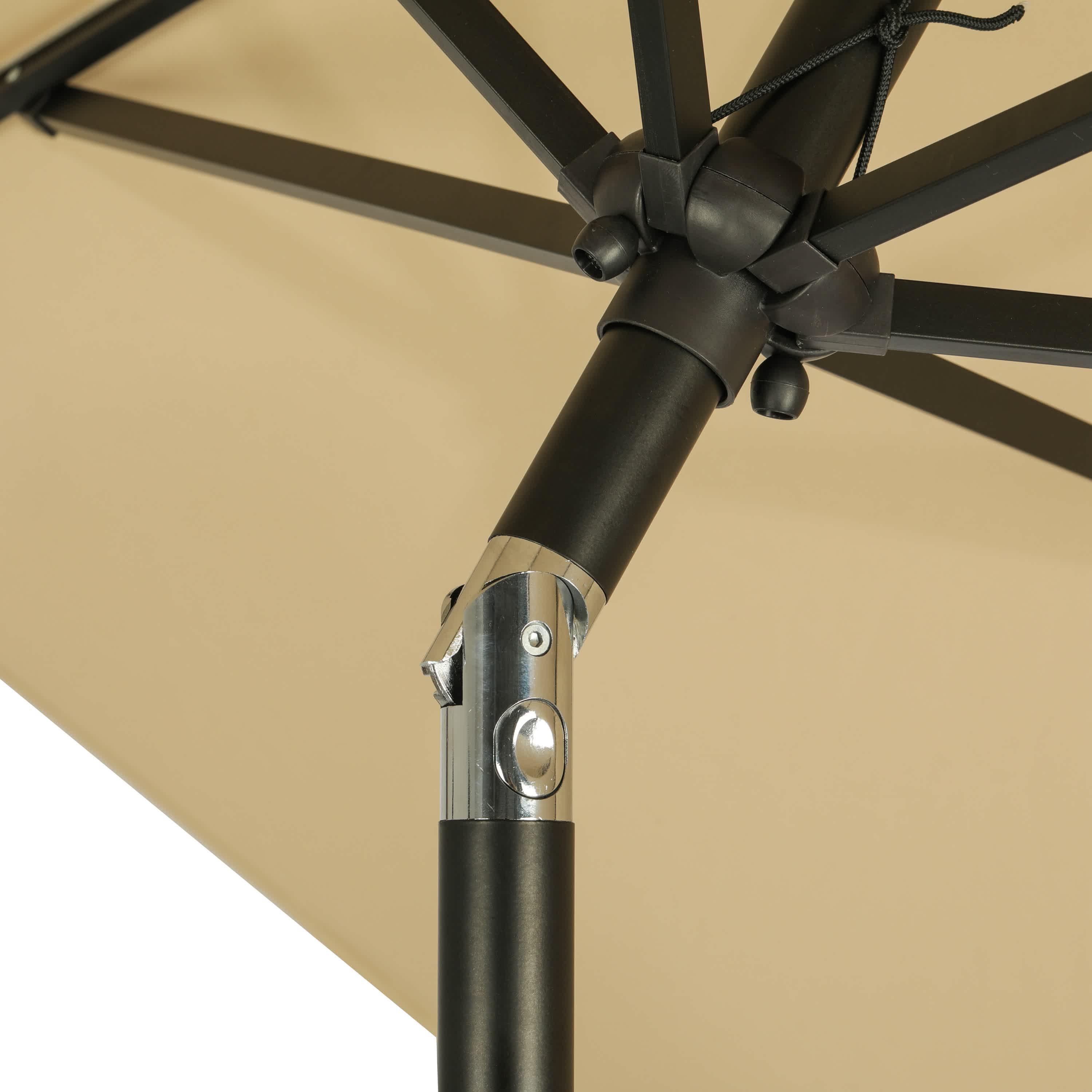 10' x 6.5' Rectangular Nassau Market Patio Umbrella with LED Bulb Lights Champagne - Island Umbrella: Solar-Powered, Weather-Resistant