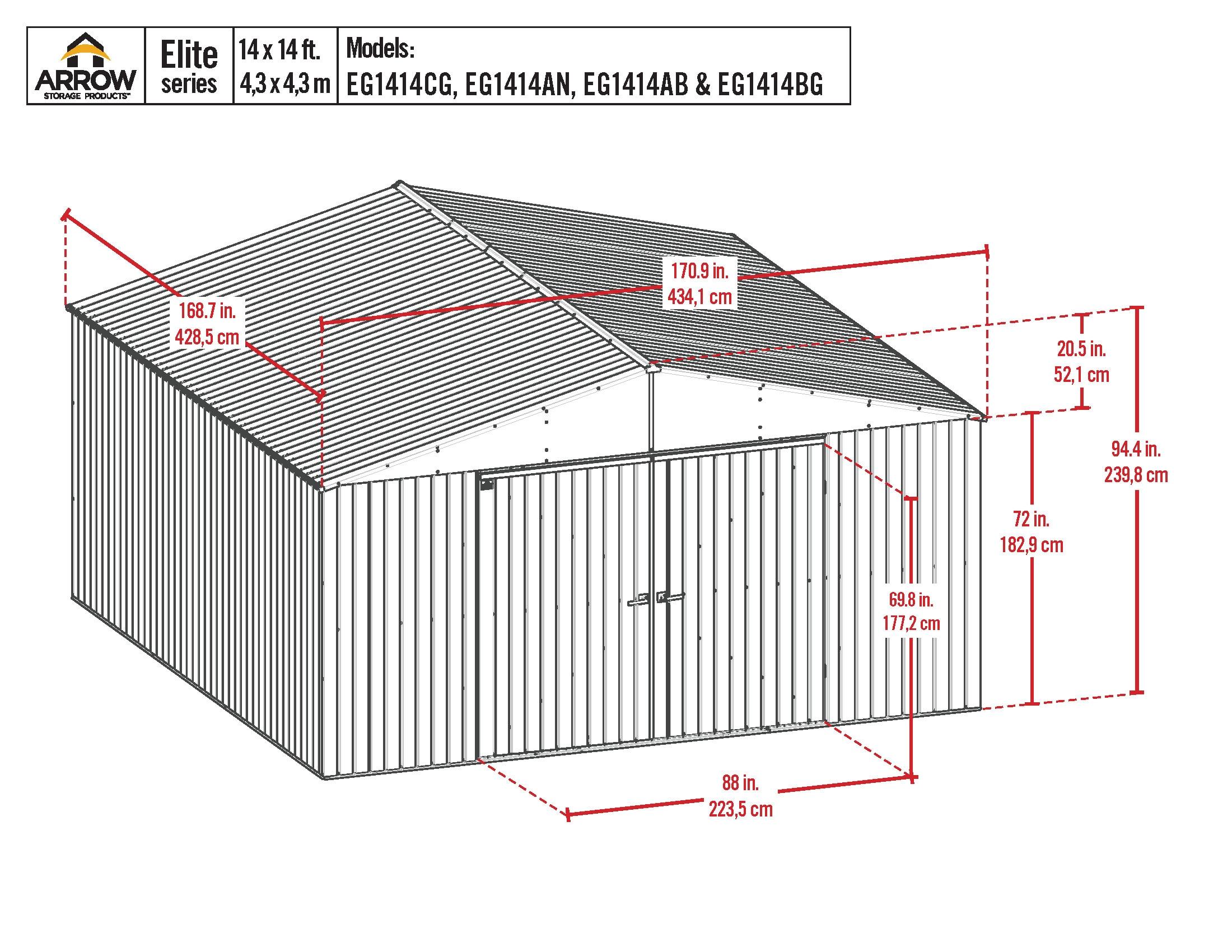 Elite 14 ft. W x 14 ft. D Metal Storage Shed