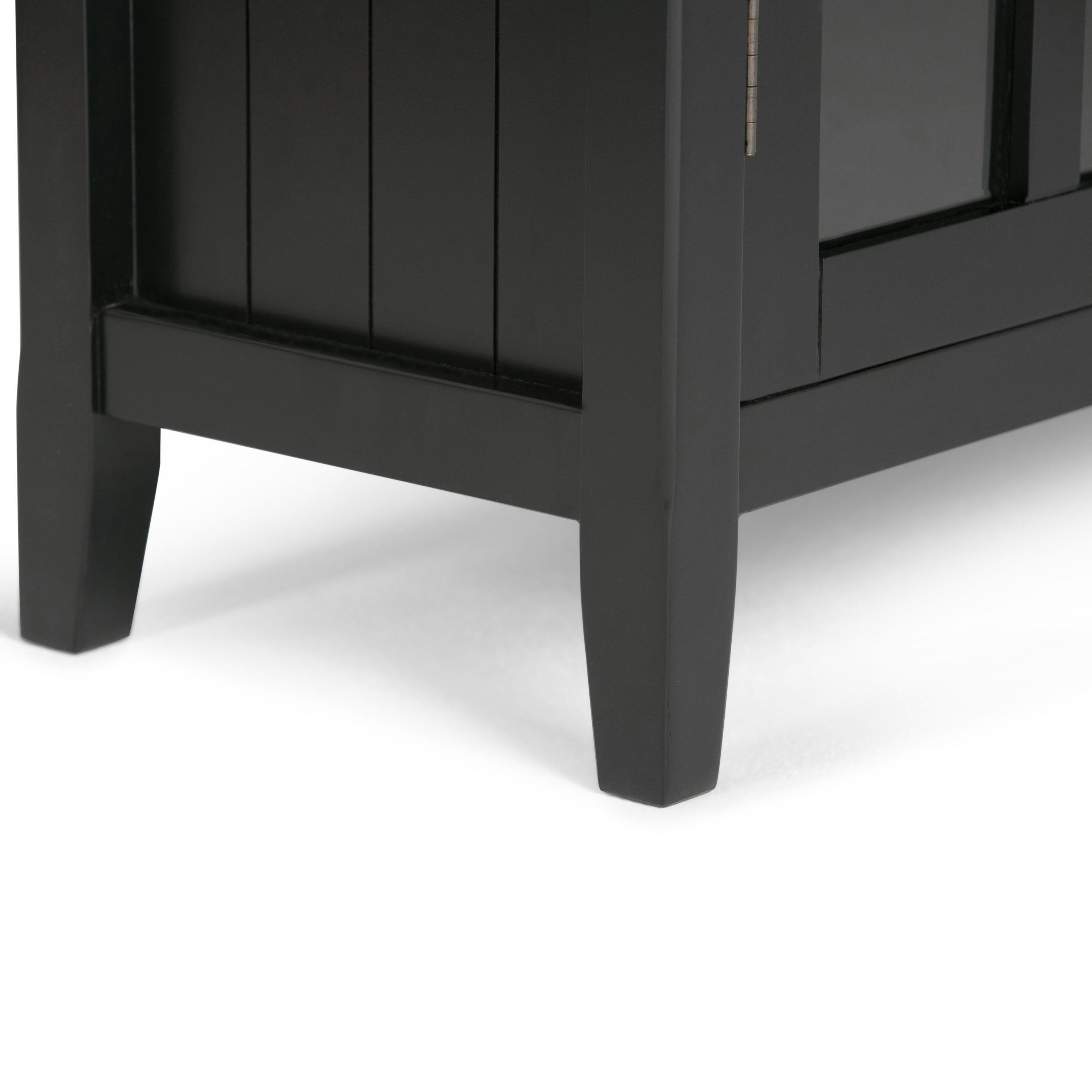 Simpli Home Acadian Solid Wood Shelf Storage Cabinet with Glass Doors and Adjustable Shelves
