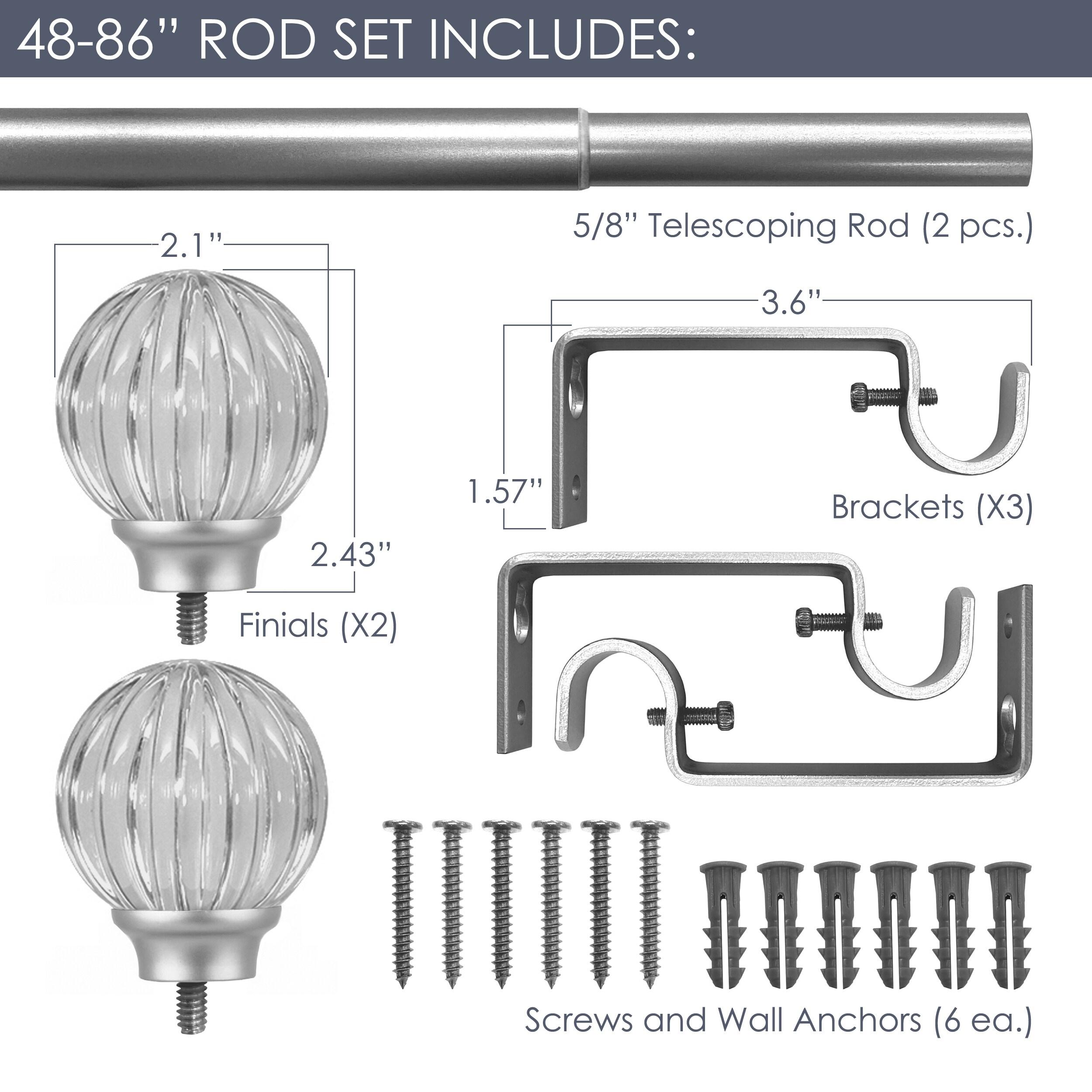 Decopolitan 48-in to 86-in Pink Steel Single curtain rod with Finials
