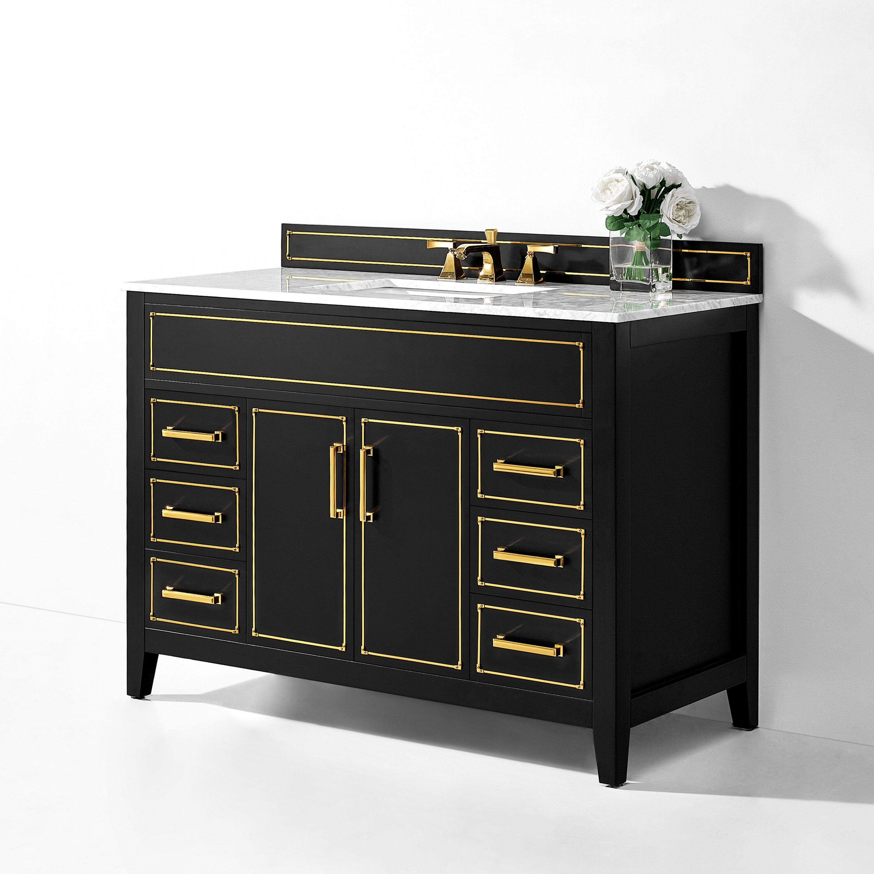 Aspen 48'' Single Bathroom Vanity with Carrara Marble Top