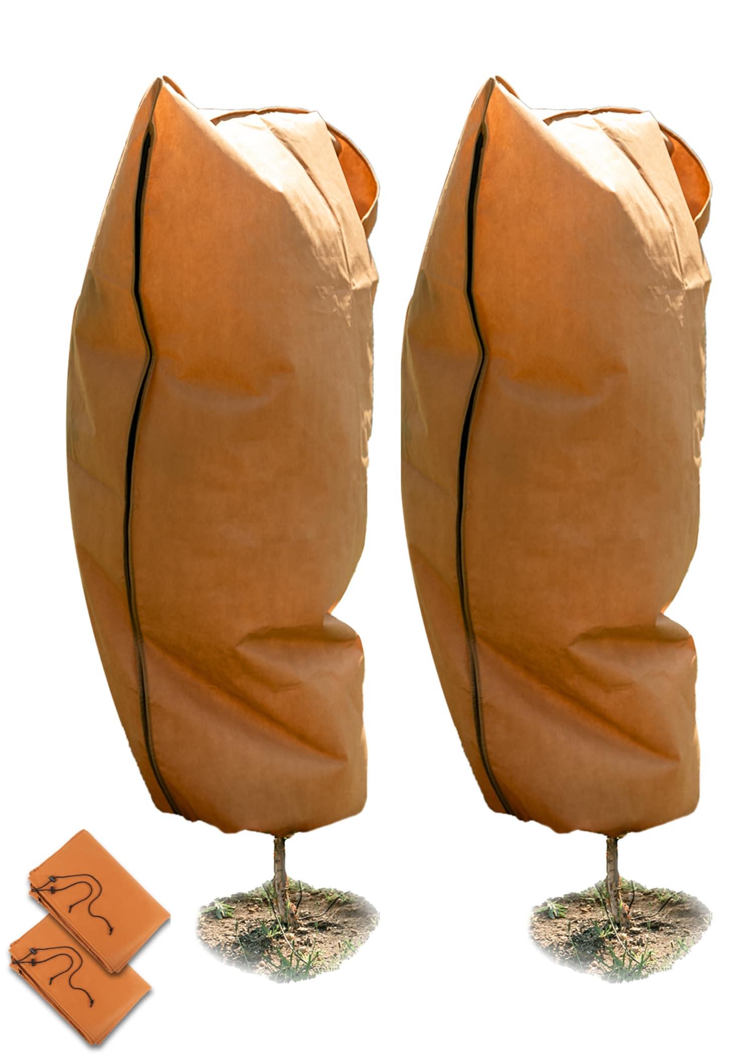 Brown Polypropylene Frost Protection Plant Covers with Drawstring and Zipper, 48" x 72"