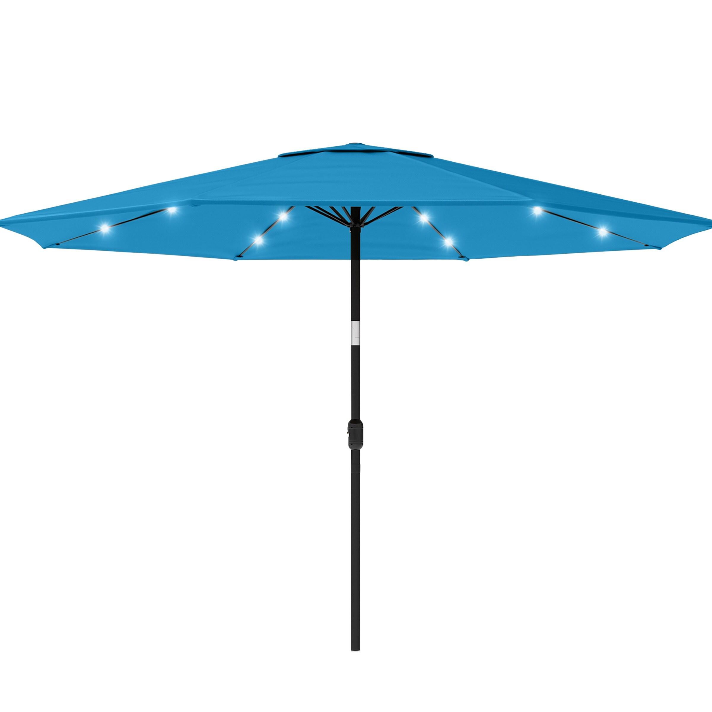 Pure Garden 10' Octagon Outdoor Patio Market Umbrella: Solar LED, Water-Resistant, Steel Frame