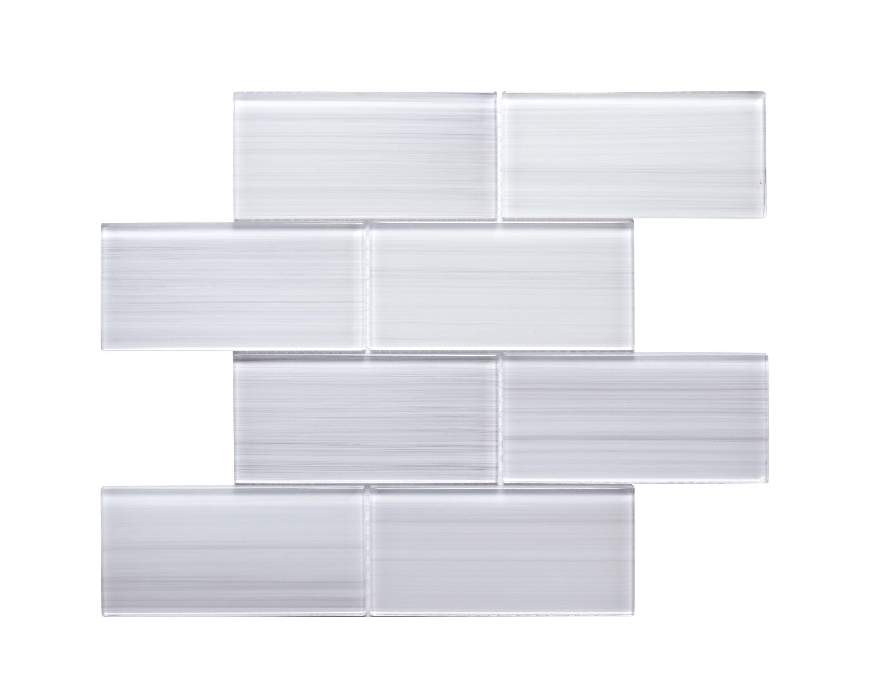Premium Hand Painted 3" x 6" Straight Edge Glass Mosaic Subway Tile