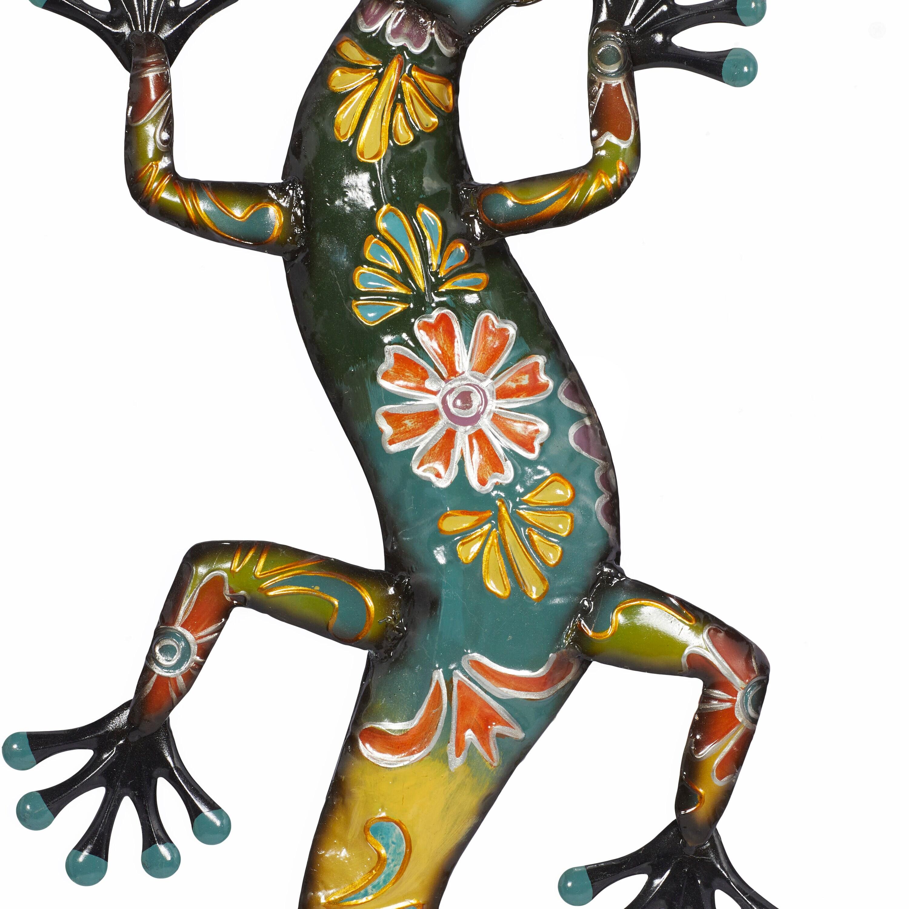 DecMode Multi Colored Metal Indoor Outdoor Lizard Wall Decor