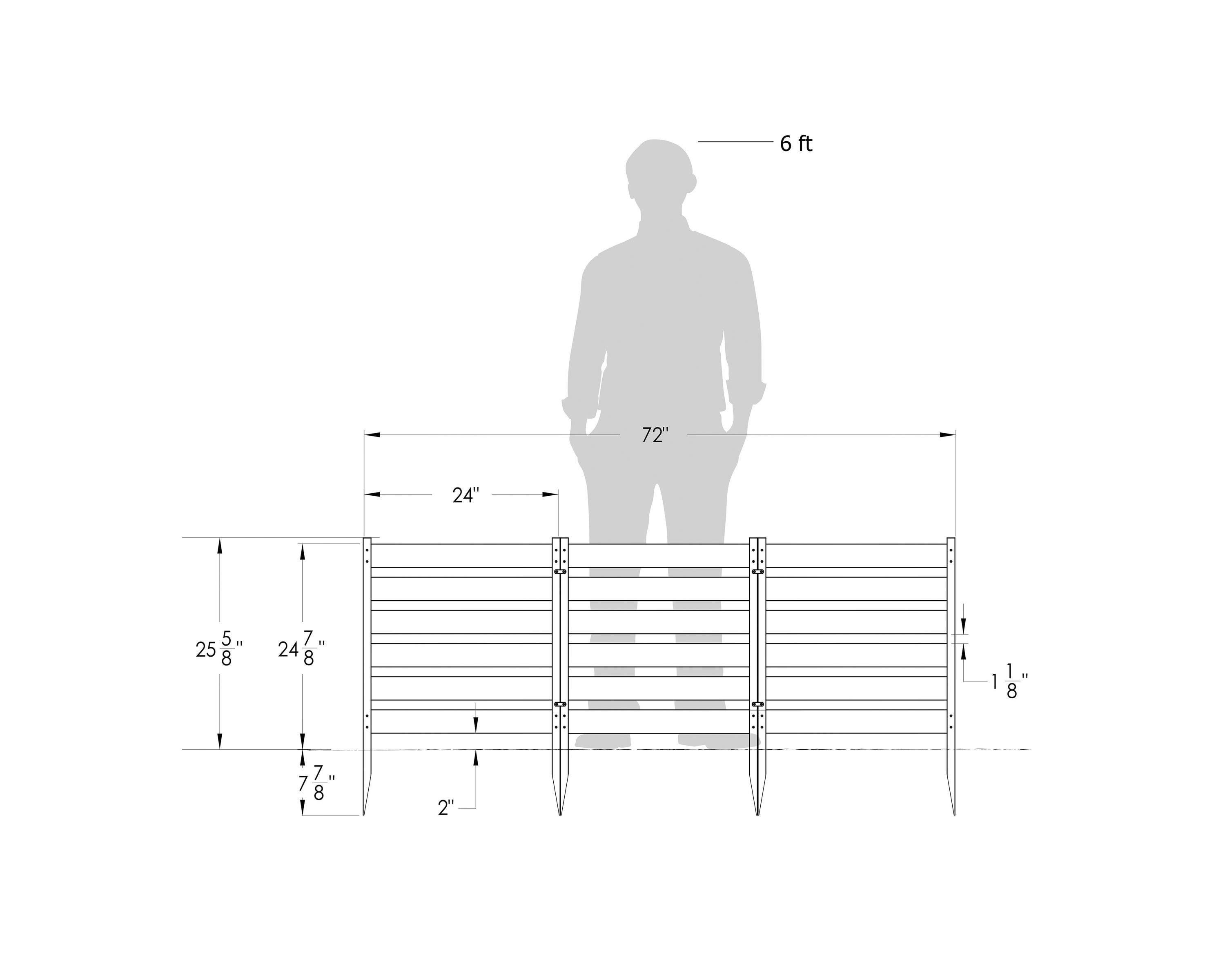 Zippity Outdoor Products 26in H x 24in W (3 Panels) No Dig Zippity Maui Fence Kit, Charcoal Color WoodTek Vinyl Fence Panel, Temporary Outdoor Border for Garden, Easy Install DIY Fence for Backyard, Patio, & Deck, ZP19066