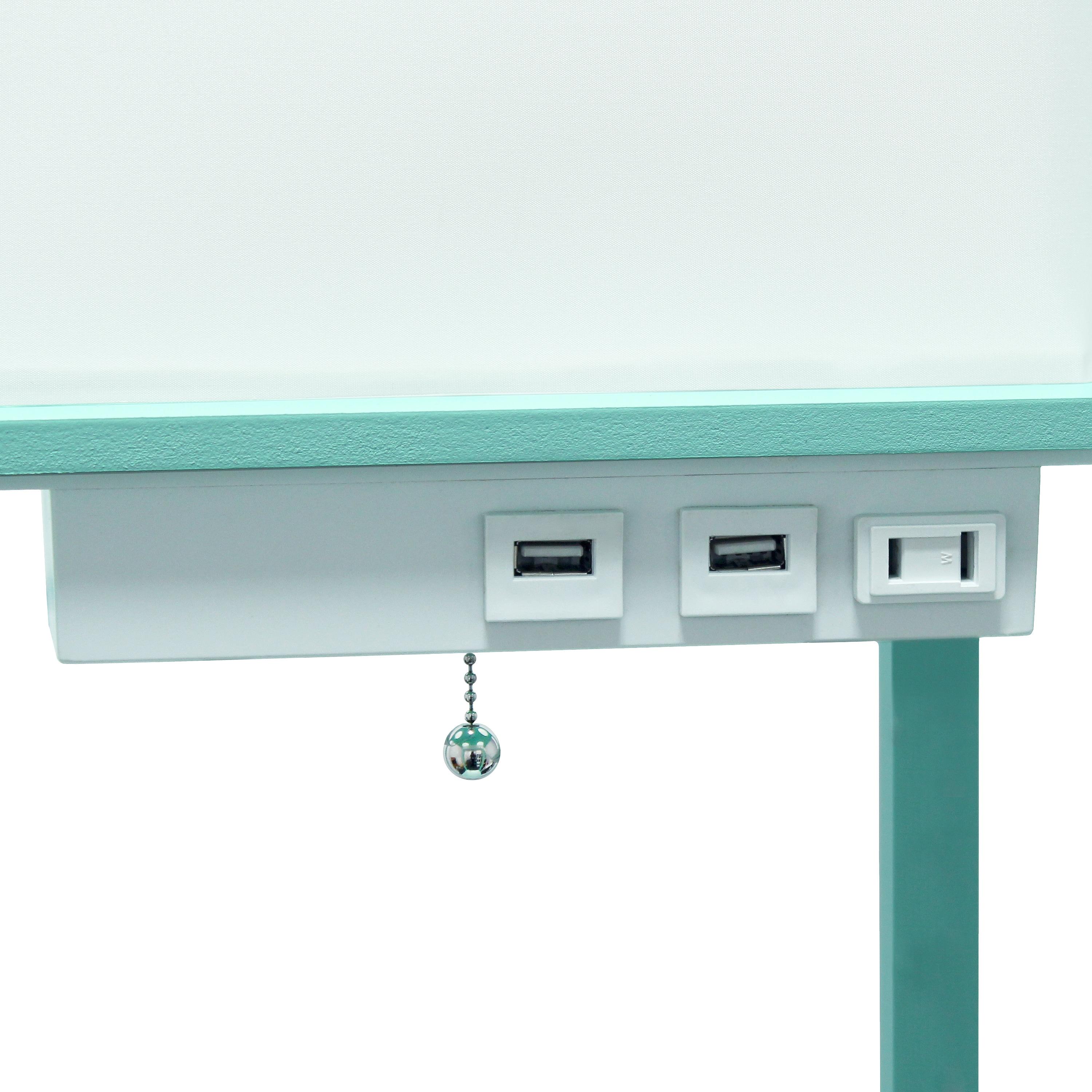 Creekwood Home Classix 62.5" 3-Tier Storage Floor Lamp with Charging Ports and Outlet Aqua Green