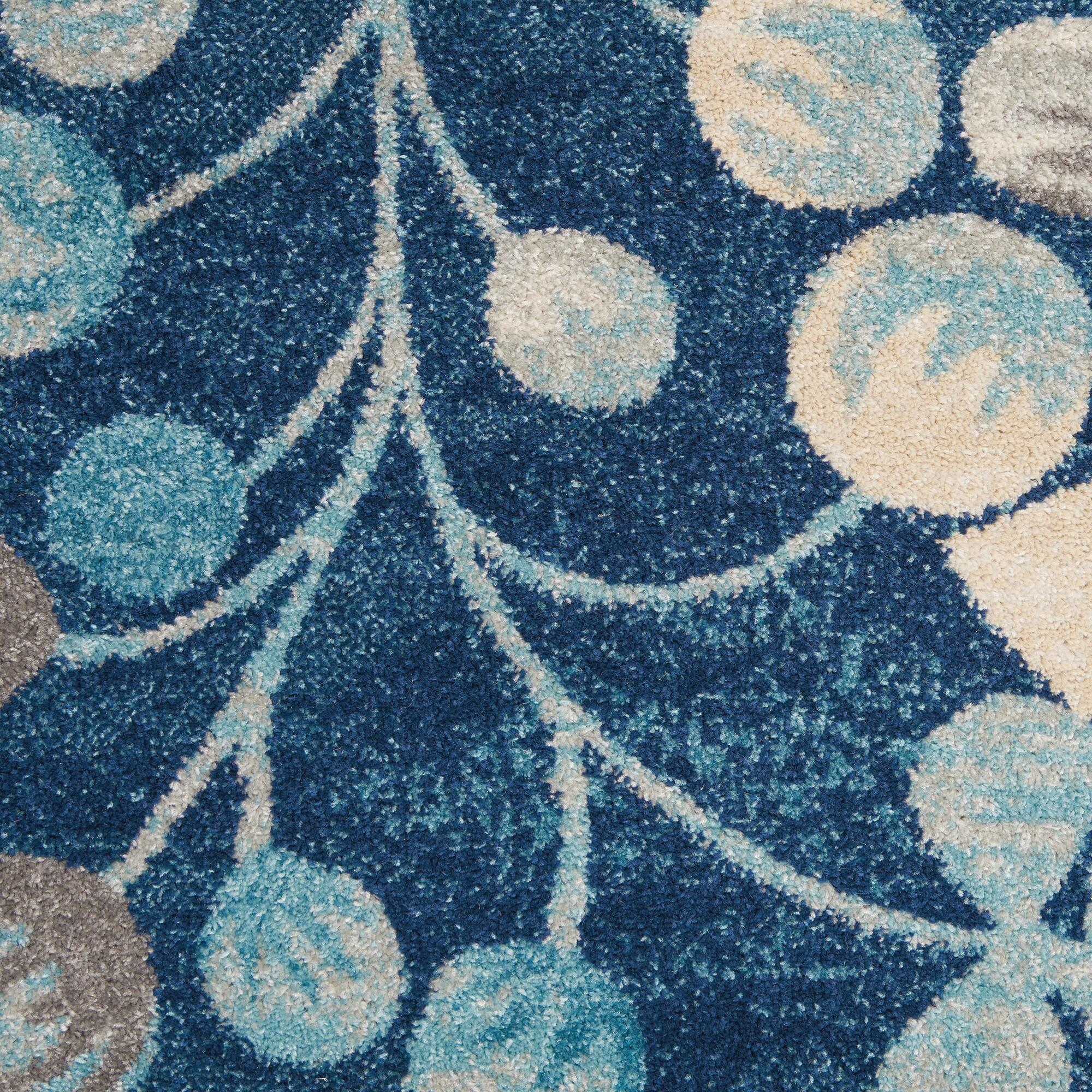 Nourison Tranquil 5'3" X 7'3" (5' x 7') Navy Indoor Area Rug Contemporary Botanical Vine and Bloom by Nourison