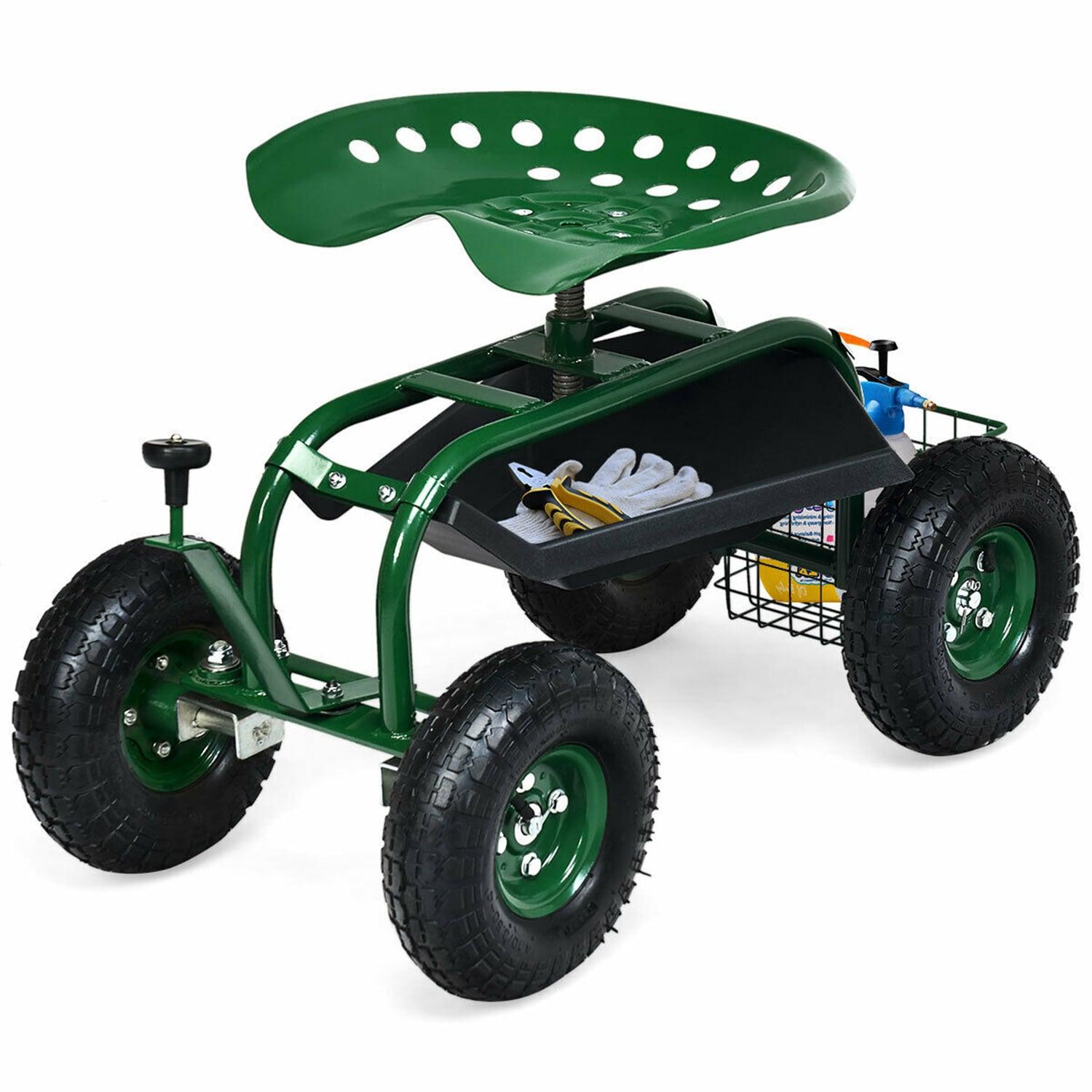 Spaco 4-Wheel Rolling Garden Cart Work Seat, Wagons Carts, Carts with Wheels, Utility Cart