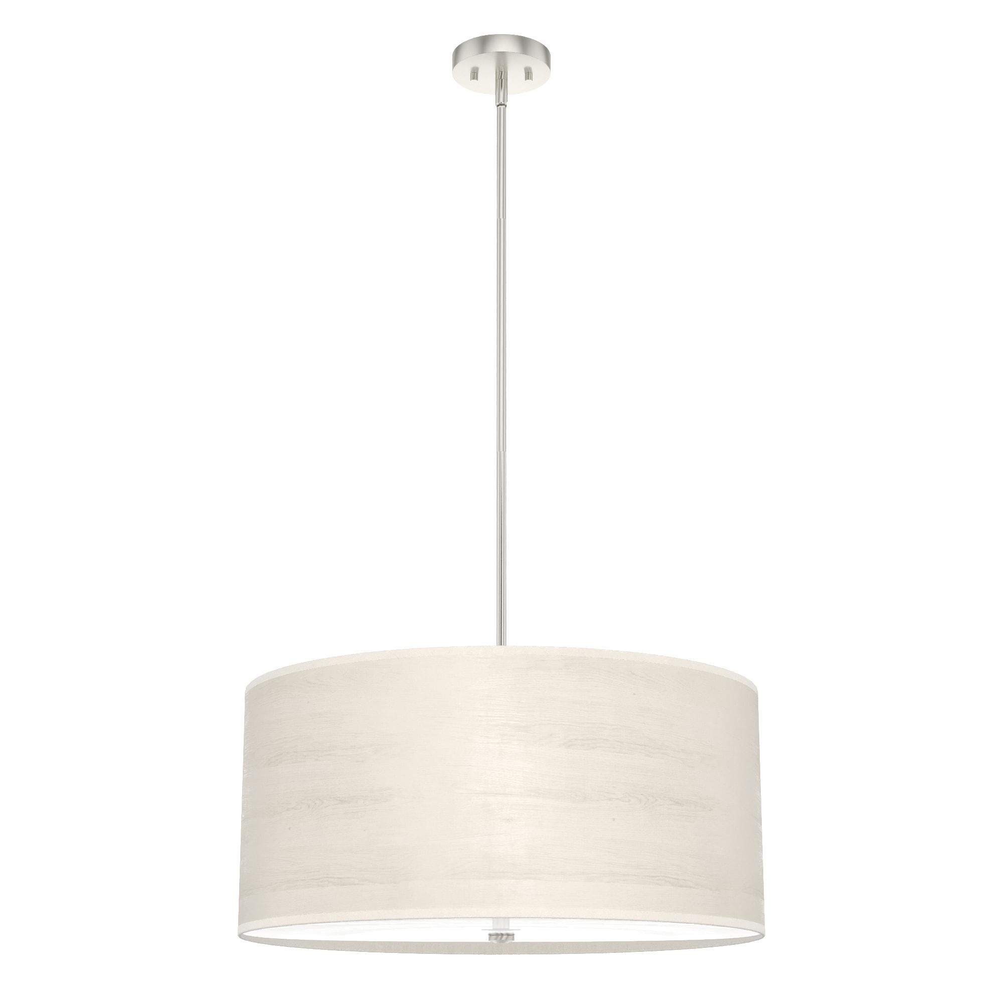 Modern Glass and Nickel Drum LED Pendant Light, 24-inch