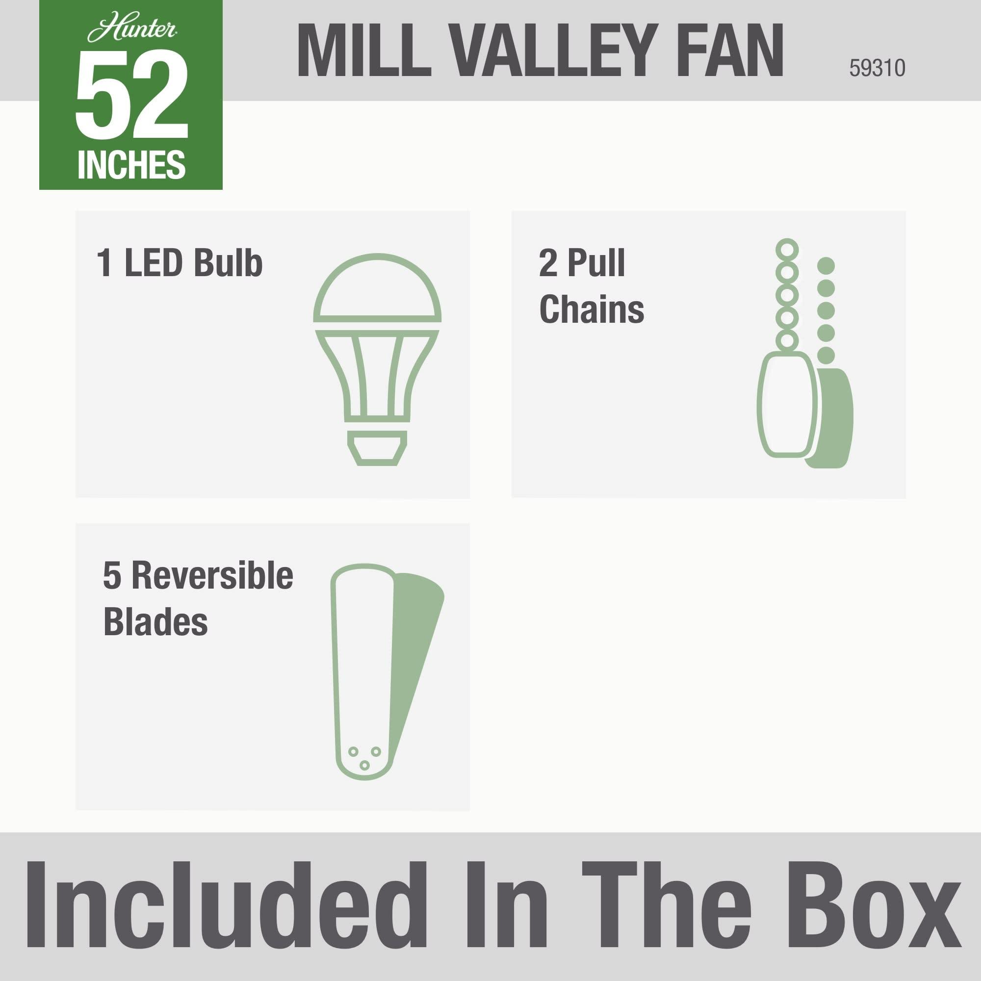 52" Mill Valley 5-Blade Outdoor Ceiling Fan with Light Kit