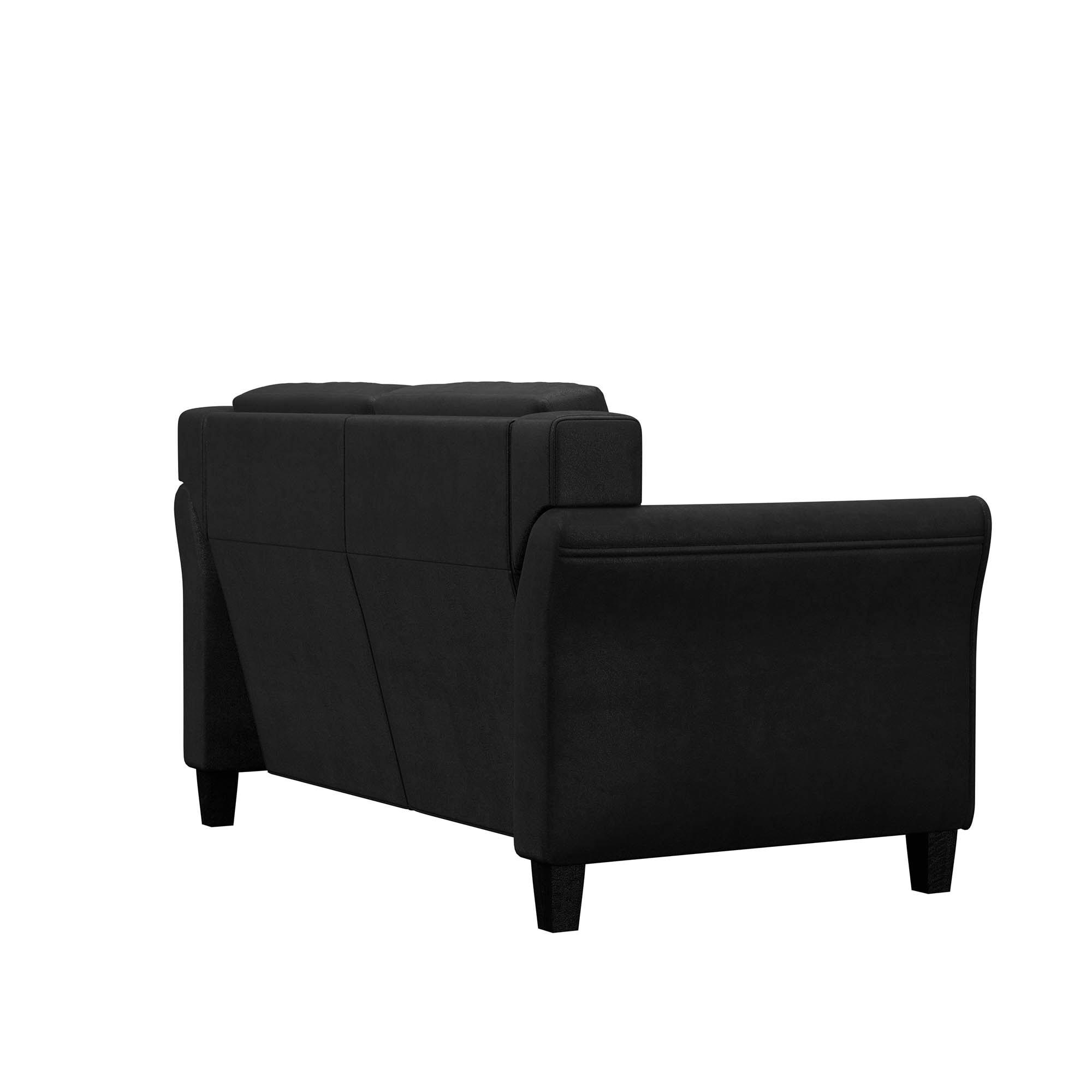 Lifestyle Solutions Taryn Curved Arm Loveseat, Black Fabric