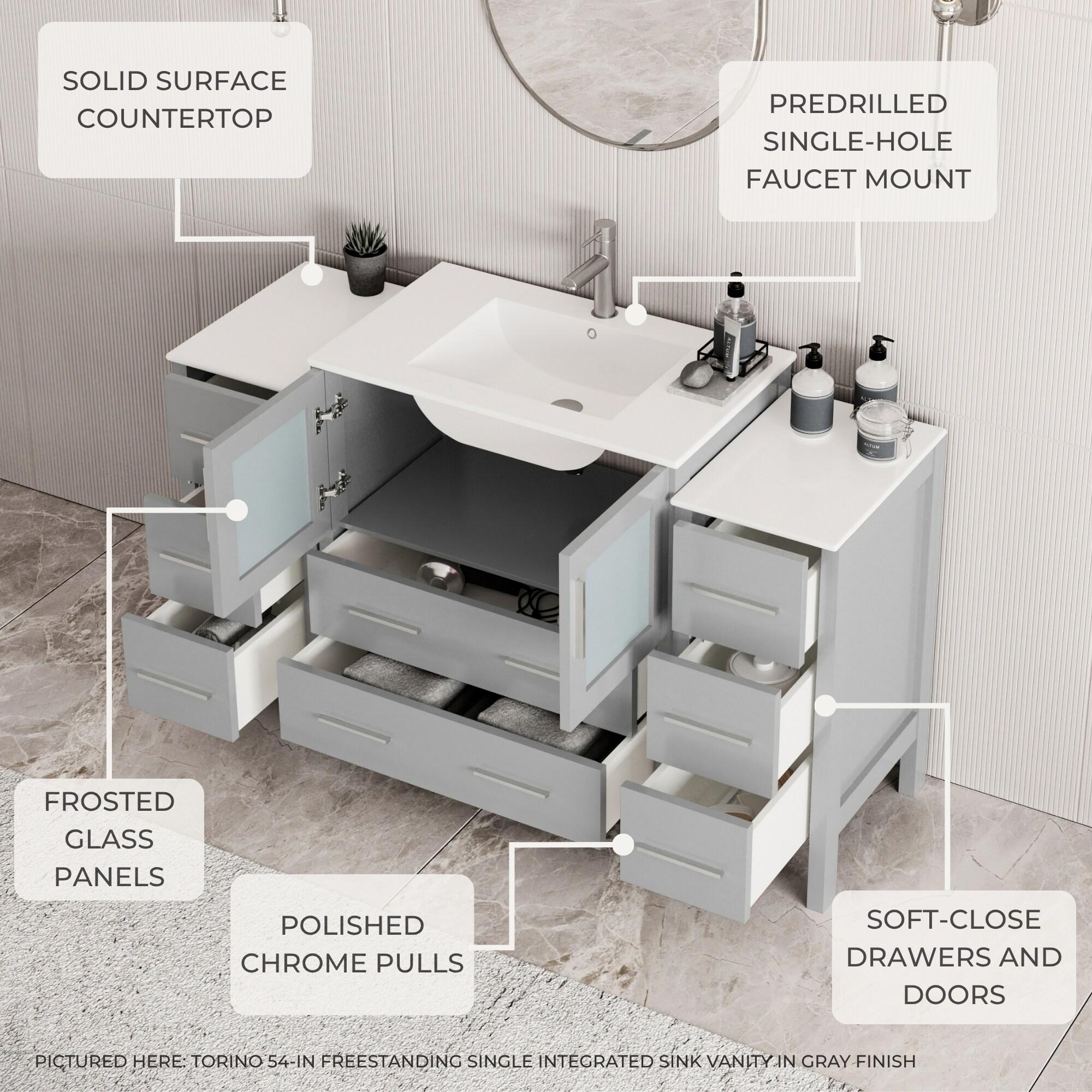 Torino 36'' Single Bathroom Vanity with Ceramic Top with Mirror