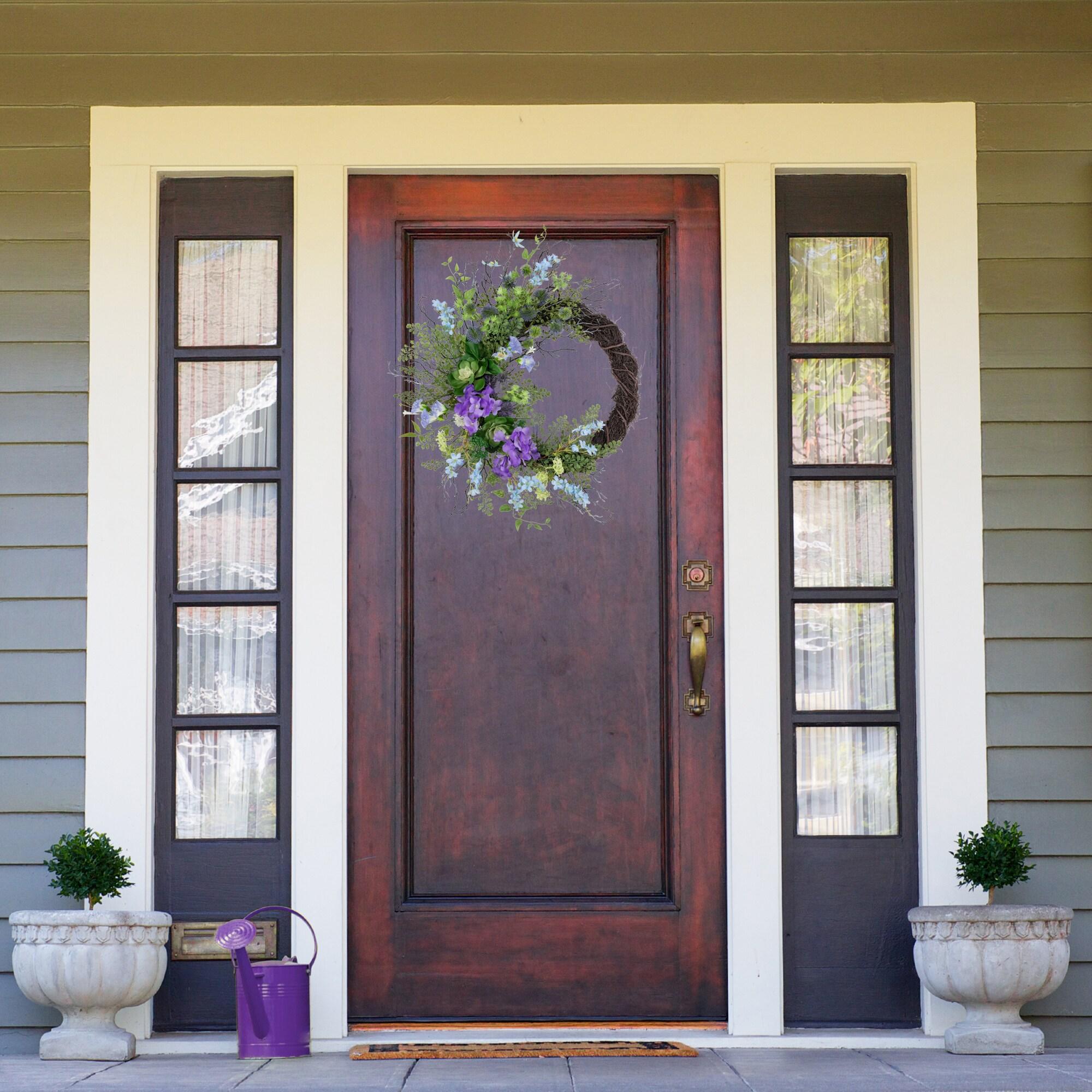 Faux Thistle Polyester 24'' Wreath