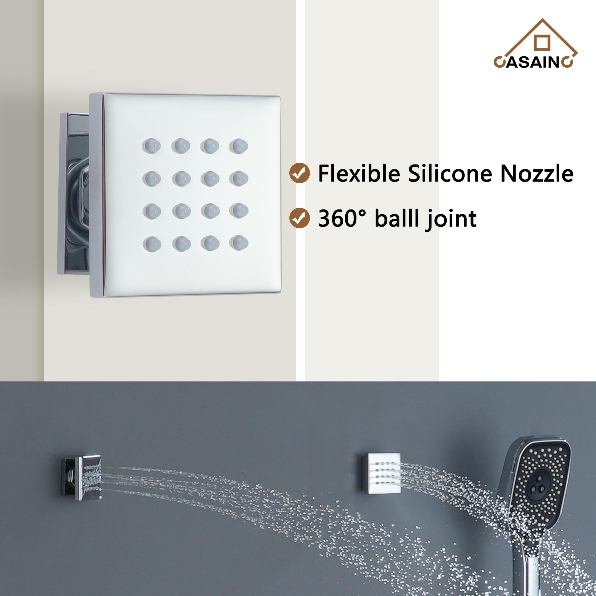 Revitalize 3-Function 12 Inch Wall Mount Rainfall Thermostatic Shower System with 6 Body Jets