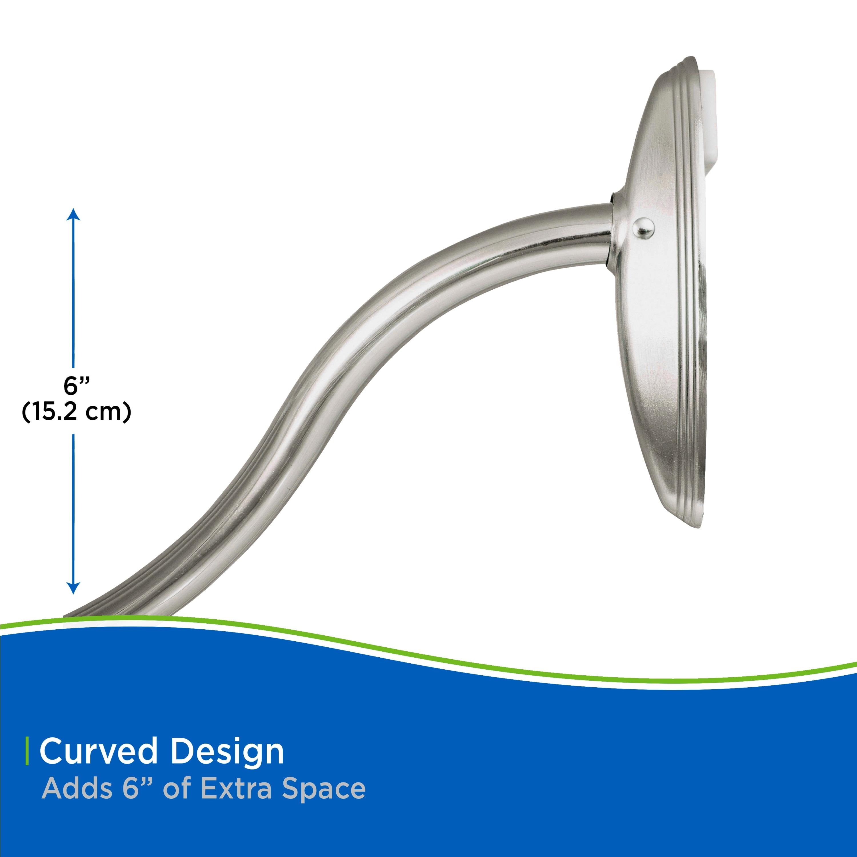 Kenney® Twist & Fit™ No Tools Curved Rust-Resistant Painted Steel Tension Shower Curtain Rod, 57-72", Brushed Nickel