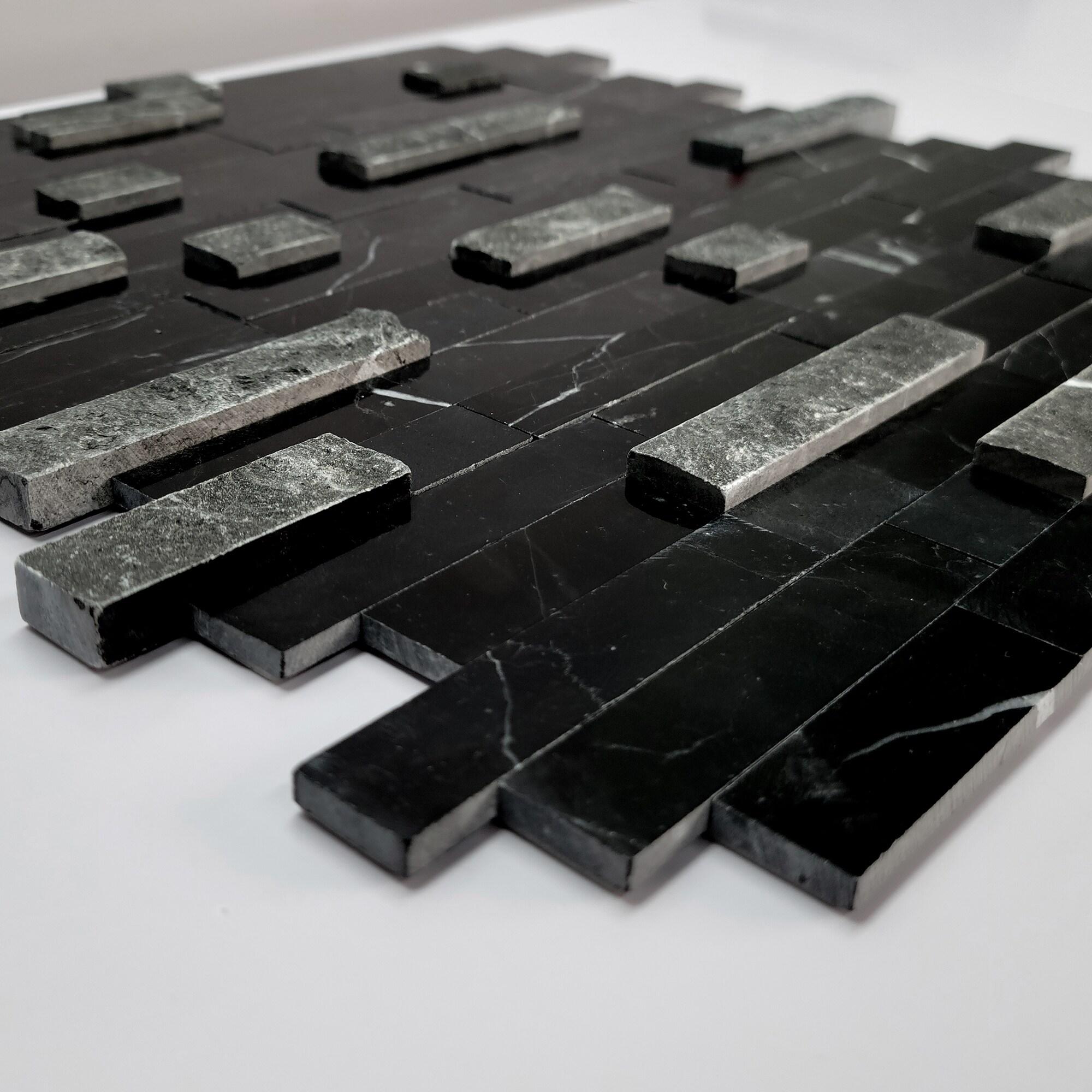 3D 11" x 12" Natural Stone Peel & Stick Mosaic Tile