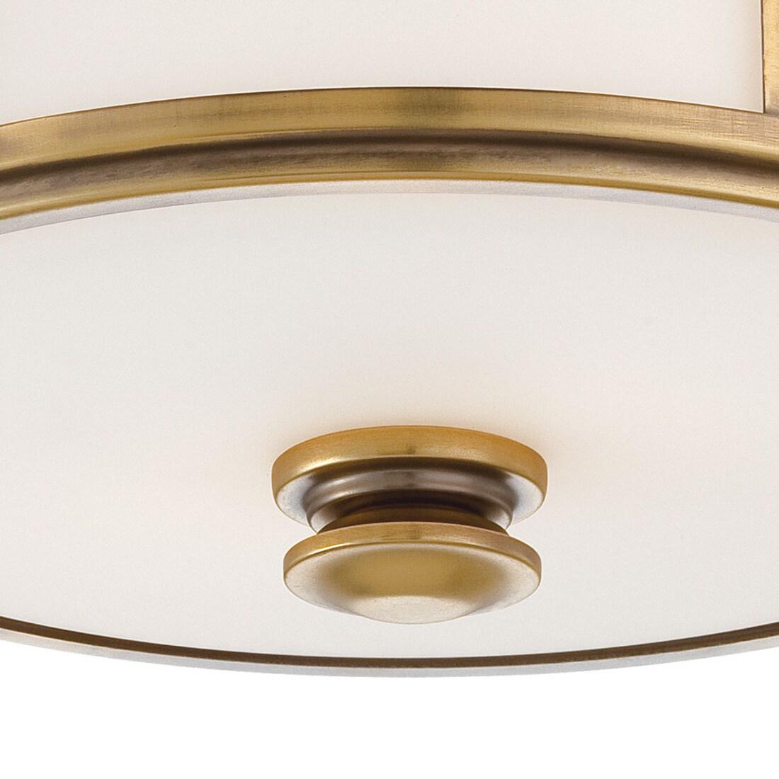 Minka Lavery Modern Ceiling Light Flush Mount Fixture 13 1/2" Liberty Gold Etched Opal Glass Shade for Bedroom Kitchen Living Room