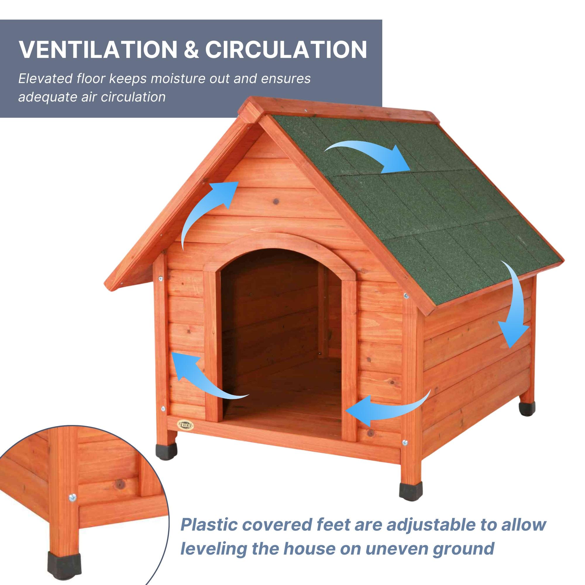 TRIXIE Weatherproof Outdoor Cottage Dog House, Elevated Floor, Peaked Roof