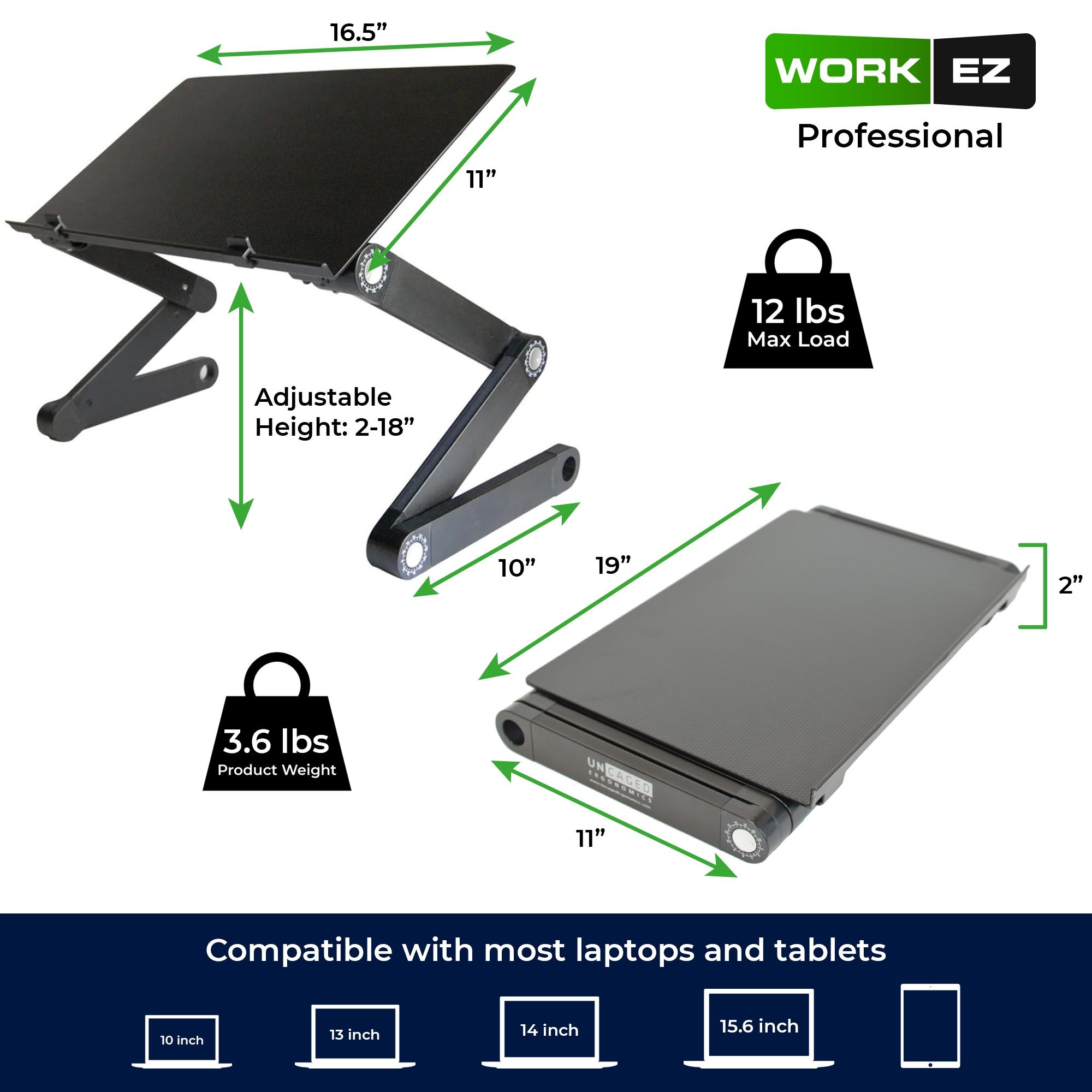 Uncaged Ergonomics WorkEZ Professional Adjustable, Compact, Multi-functional Laptop Desk