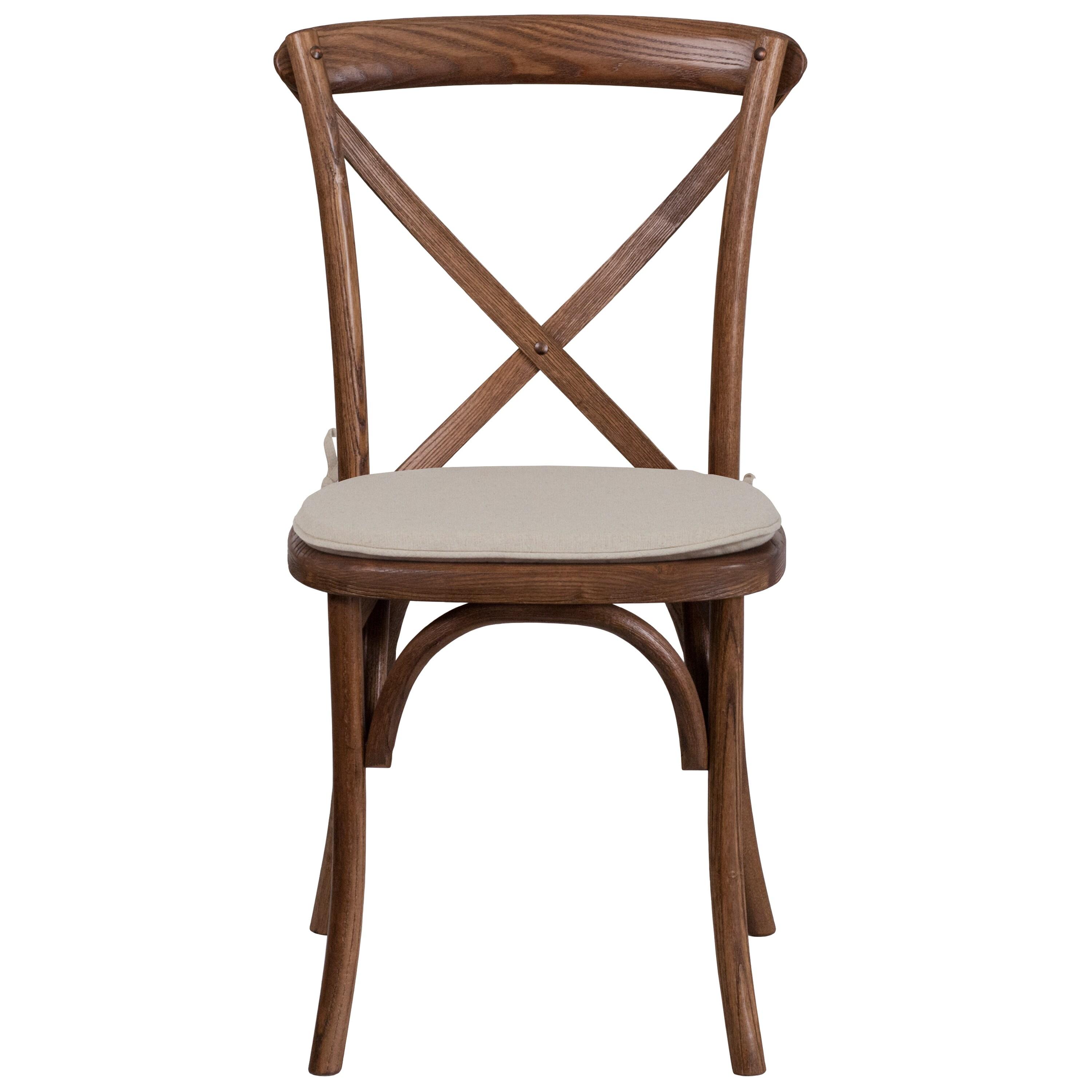 Flash Furniture 2 Pk. HERCULES Series Pecan Cross Back Chair with Cushion