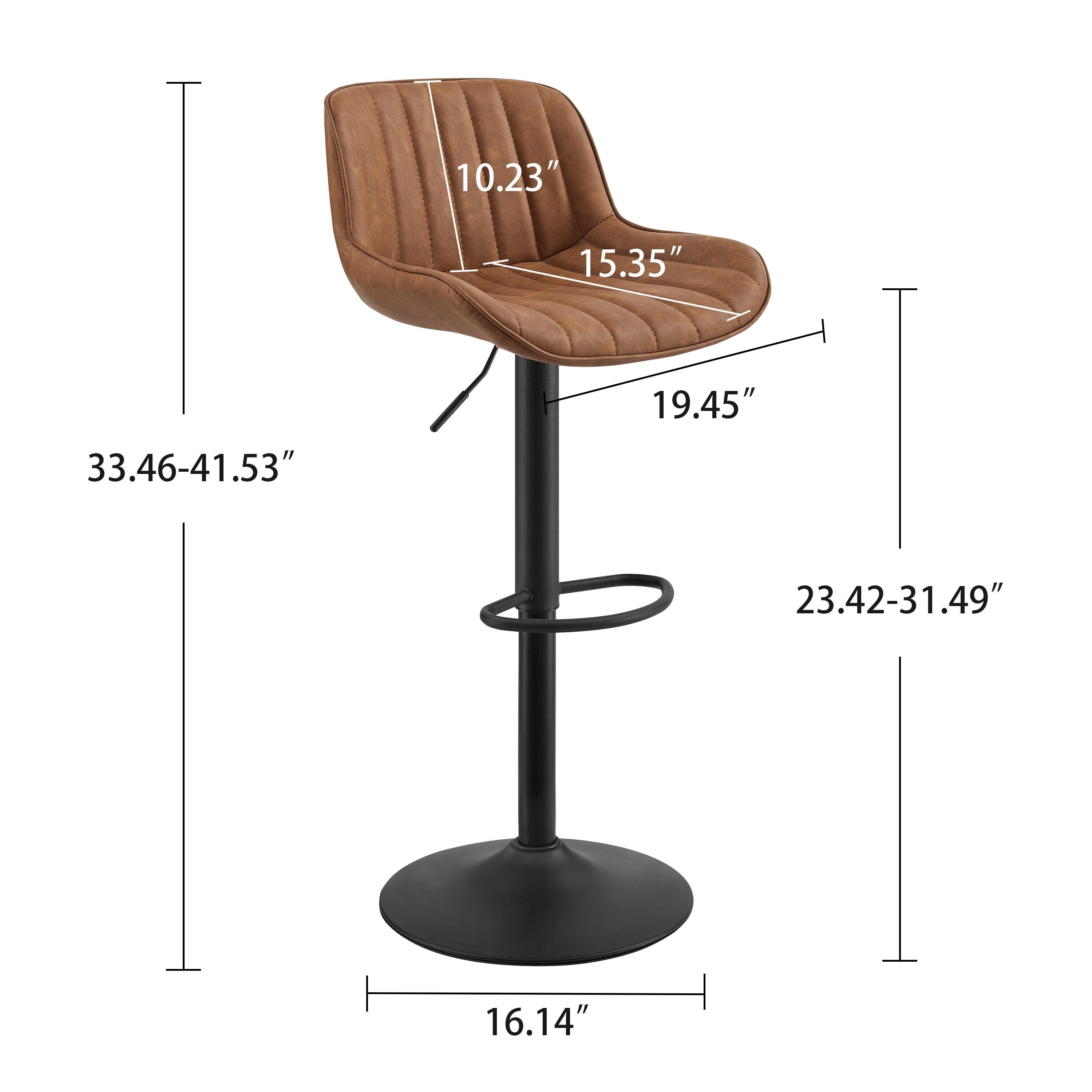 Art Leon Bar Stools Set of 2, PU Leather Swivel Steel Legs,Brown