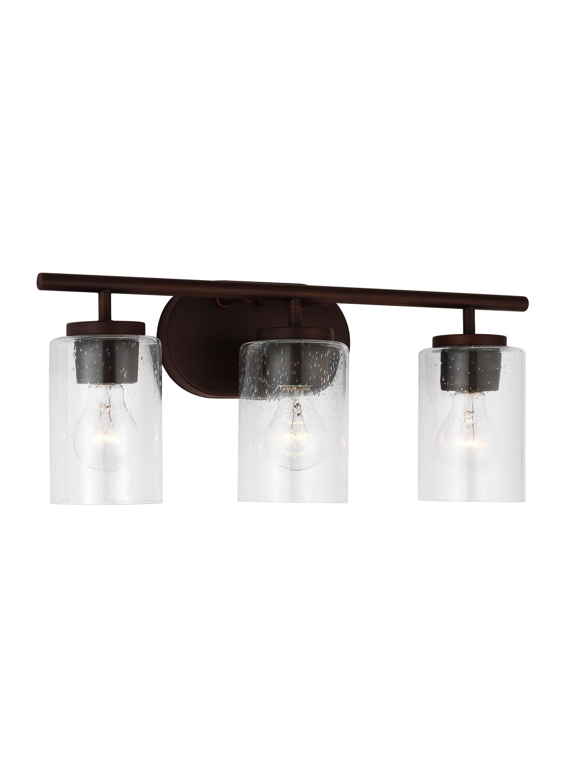 Oslo Bronze 3-Light Vanity Fixture with Clear Seeded Glass