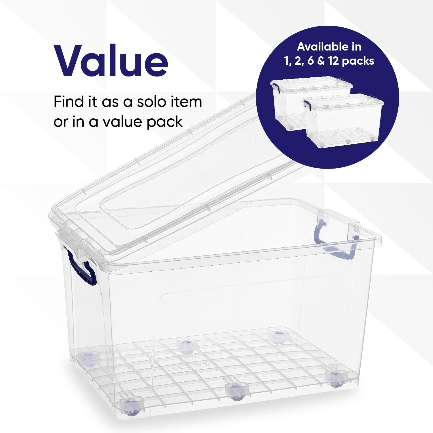 Clear Plastic Stackable Storage Box with Snap Lid, 44 Quart