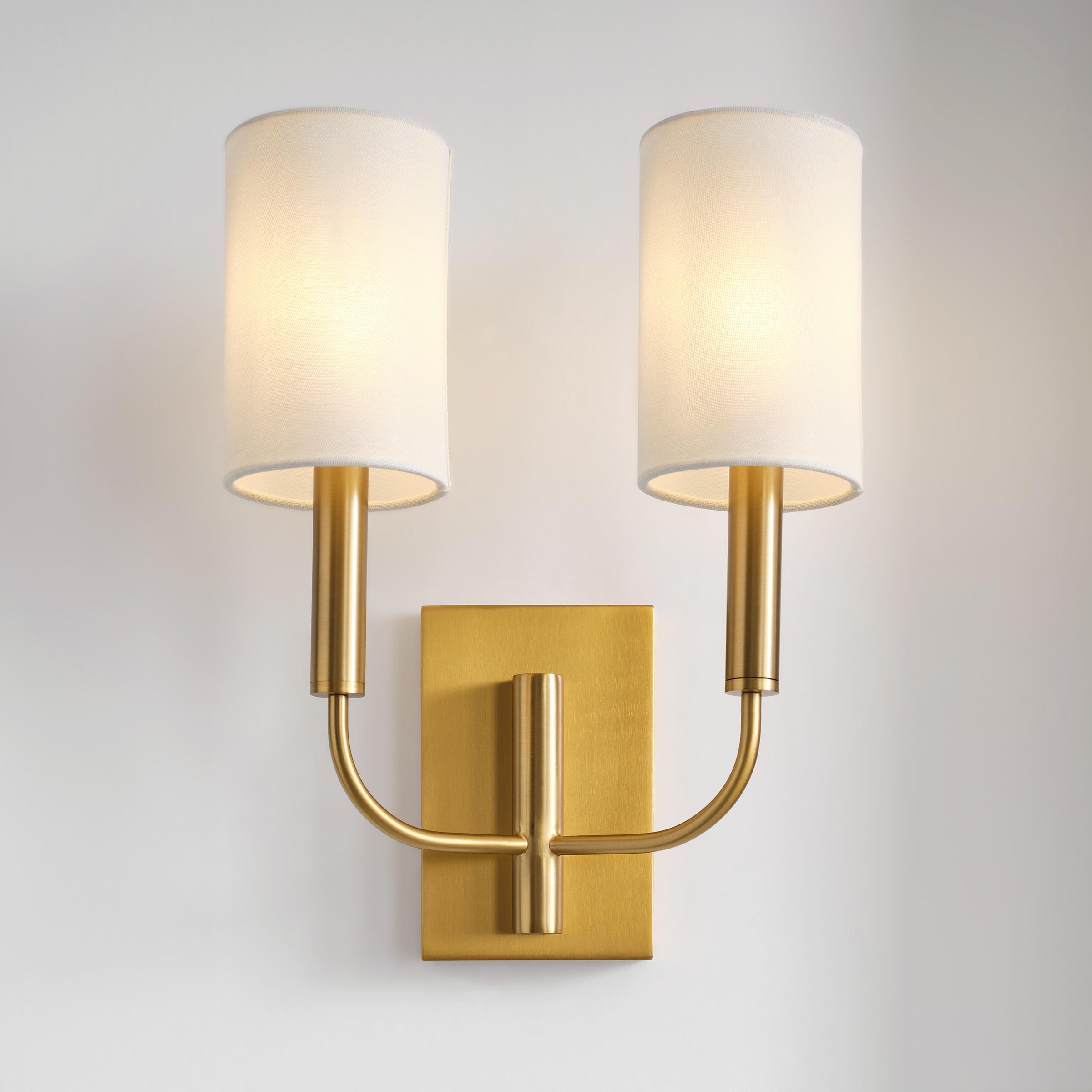 Brianna Burnished Brass 2-Light Dimmable Cylinder Sconce