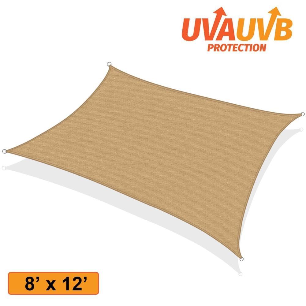 Khomo Gear Sun 8' x 12' Rectangular Shade Sail – UV Block, Outdoor Canopy for Patio & Garden
