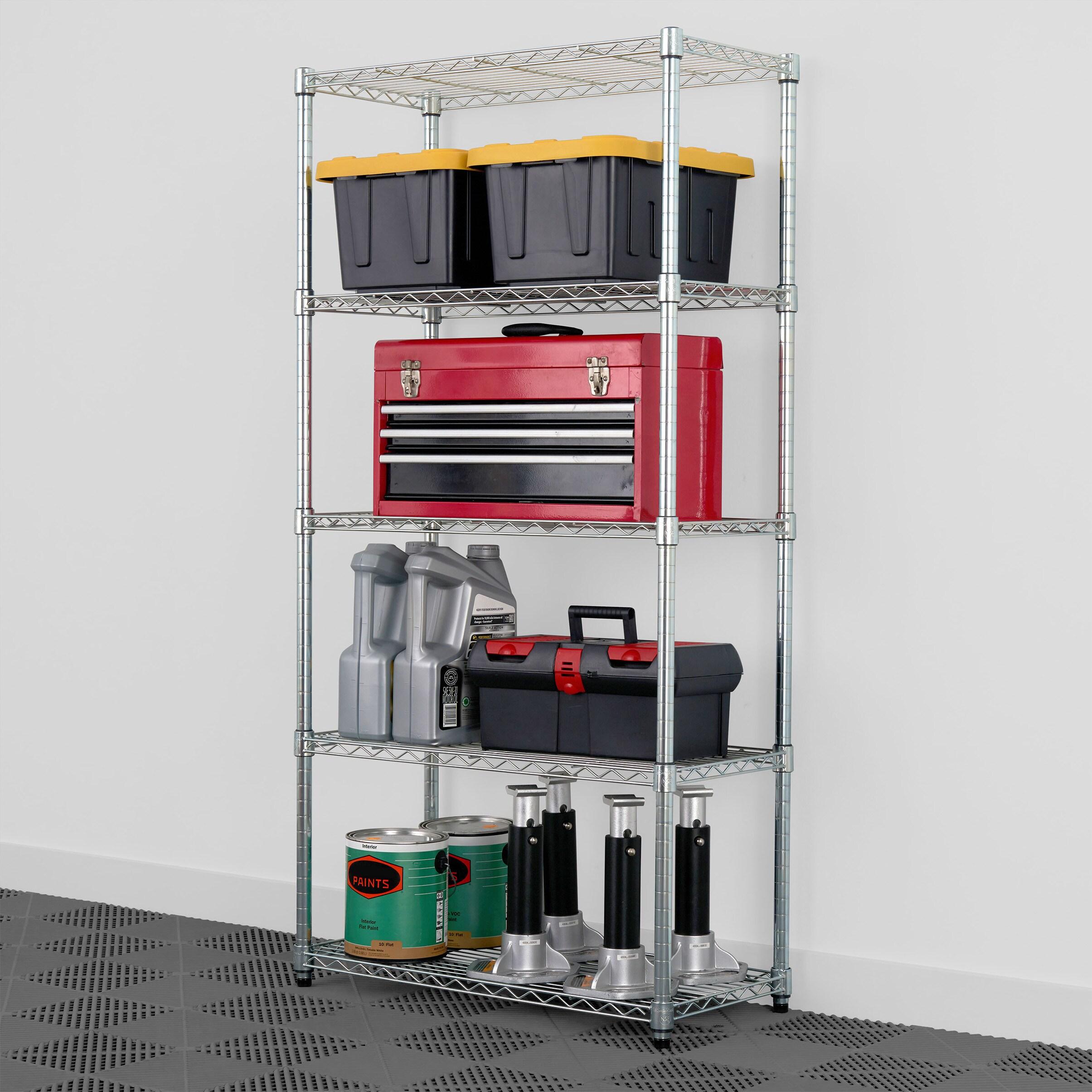 SafeRacks 30"x14"x60" 5-Tier Steel Wire Shelving with Adjustable Shelves - 3000 lb Capacity