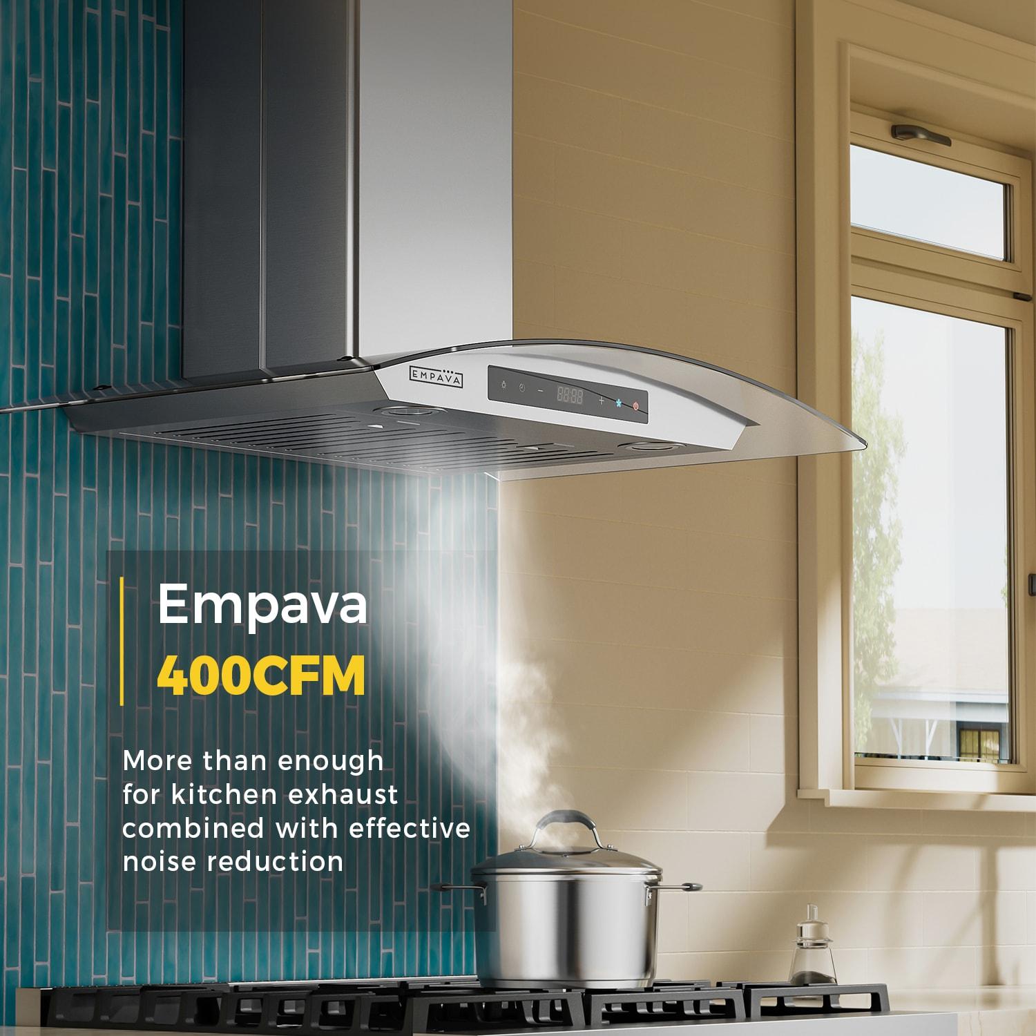 Empava 30" Metal 400 CFM Ducted (Vented) Island Range Hood with Baffle Filter
