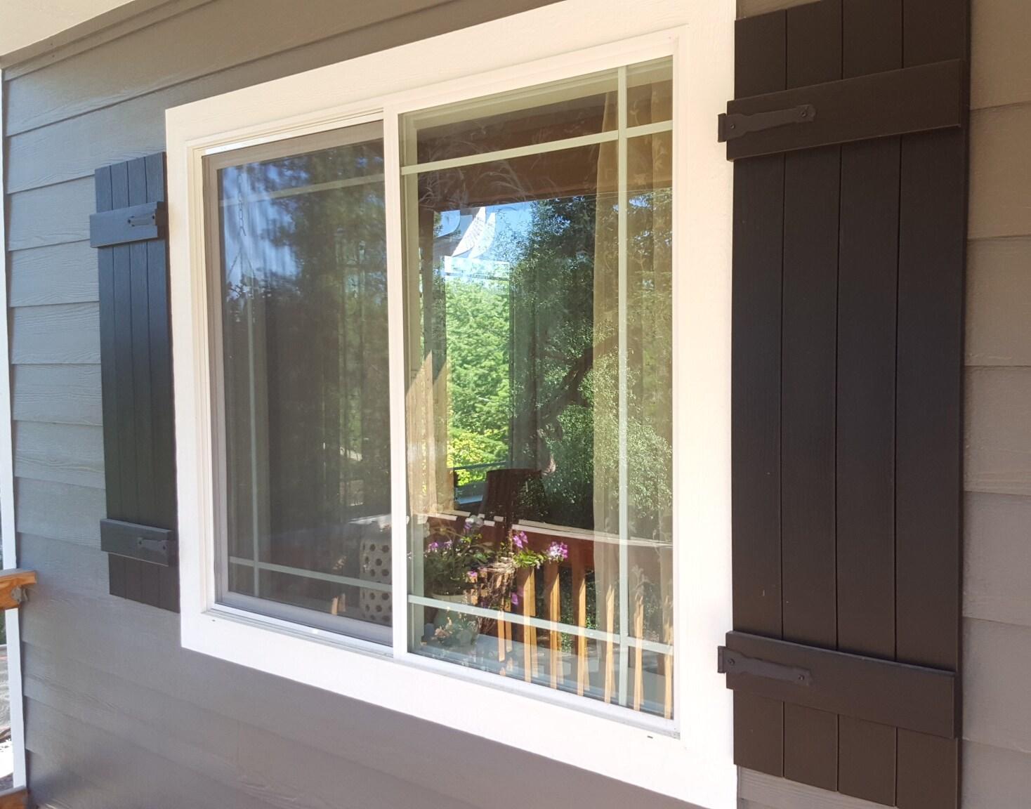 14"W x 67"H Lifetime Vinyl, Standard Four Board Joined, Board-n-Batten Shutters, w/Installation Shutter-Lok's & Matching Screws (Per Pair), Classic Blue