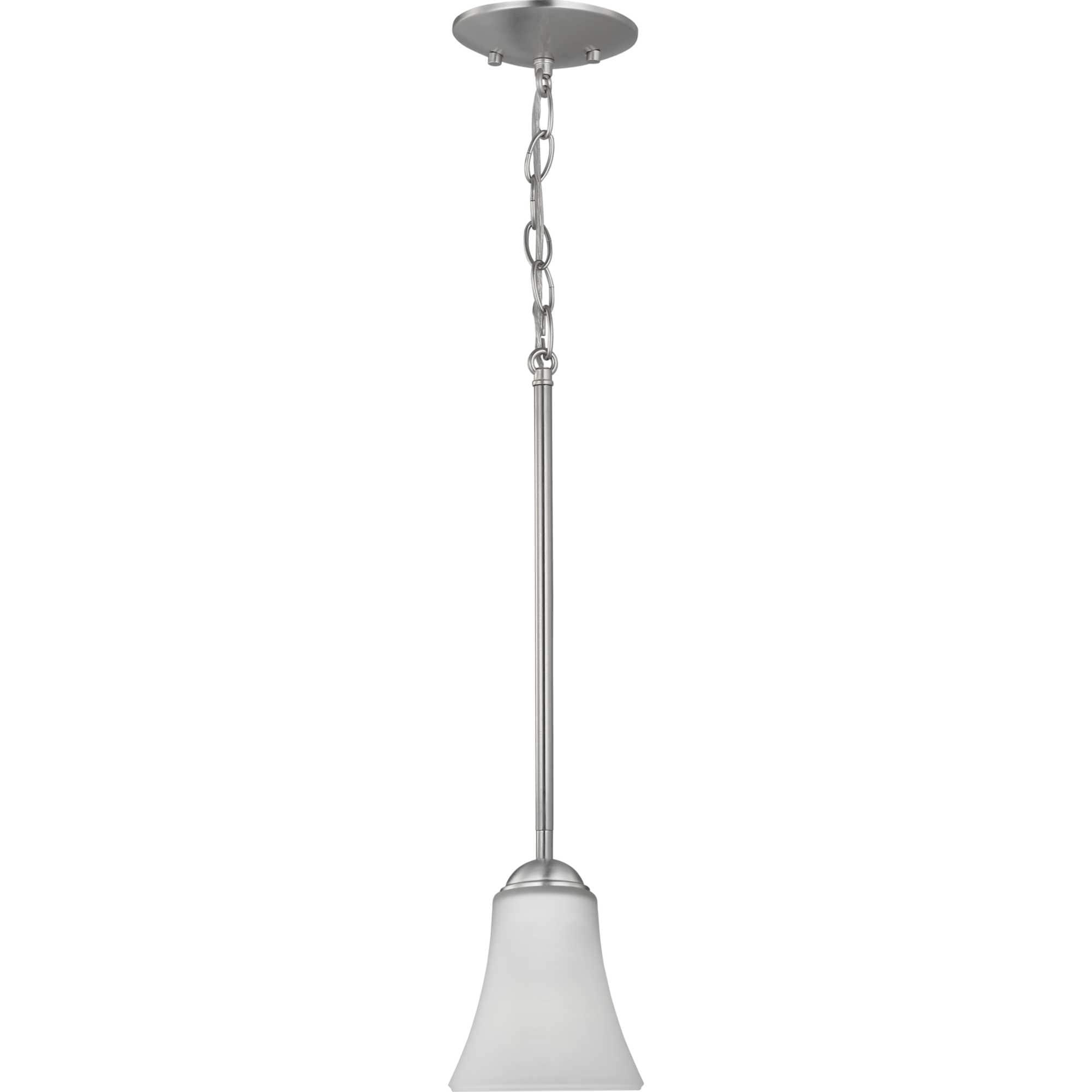 Progress Lighting, Angelic, 1-Light Mini-Pendant, Brushed Nickel, Etched Glass Shade