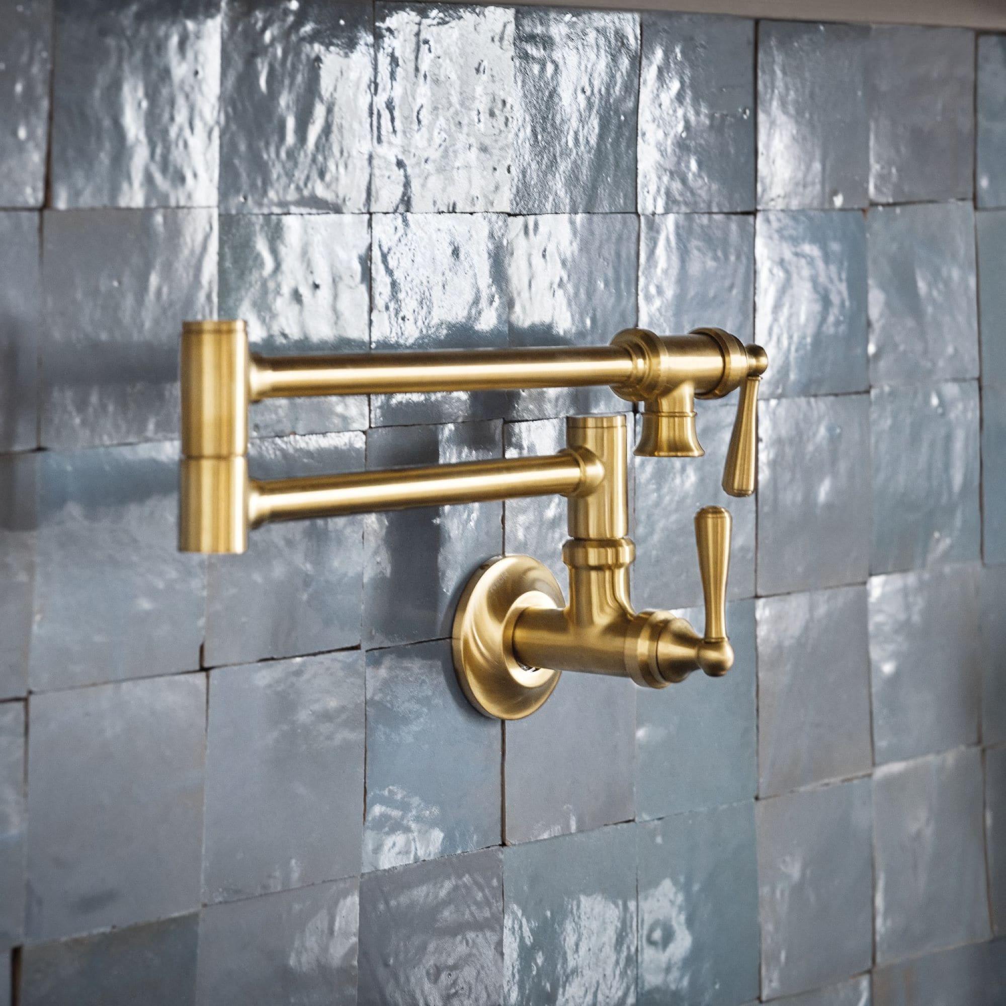 Moen Traditional Wall Mount Swing Arm Folding Pot Filler Kitchen Faucet