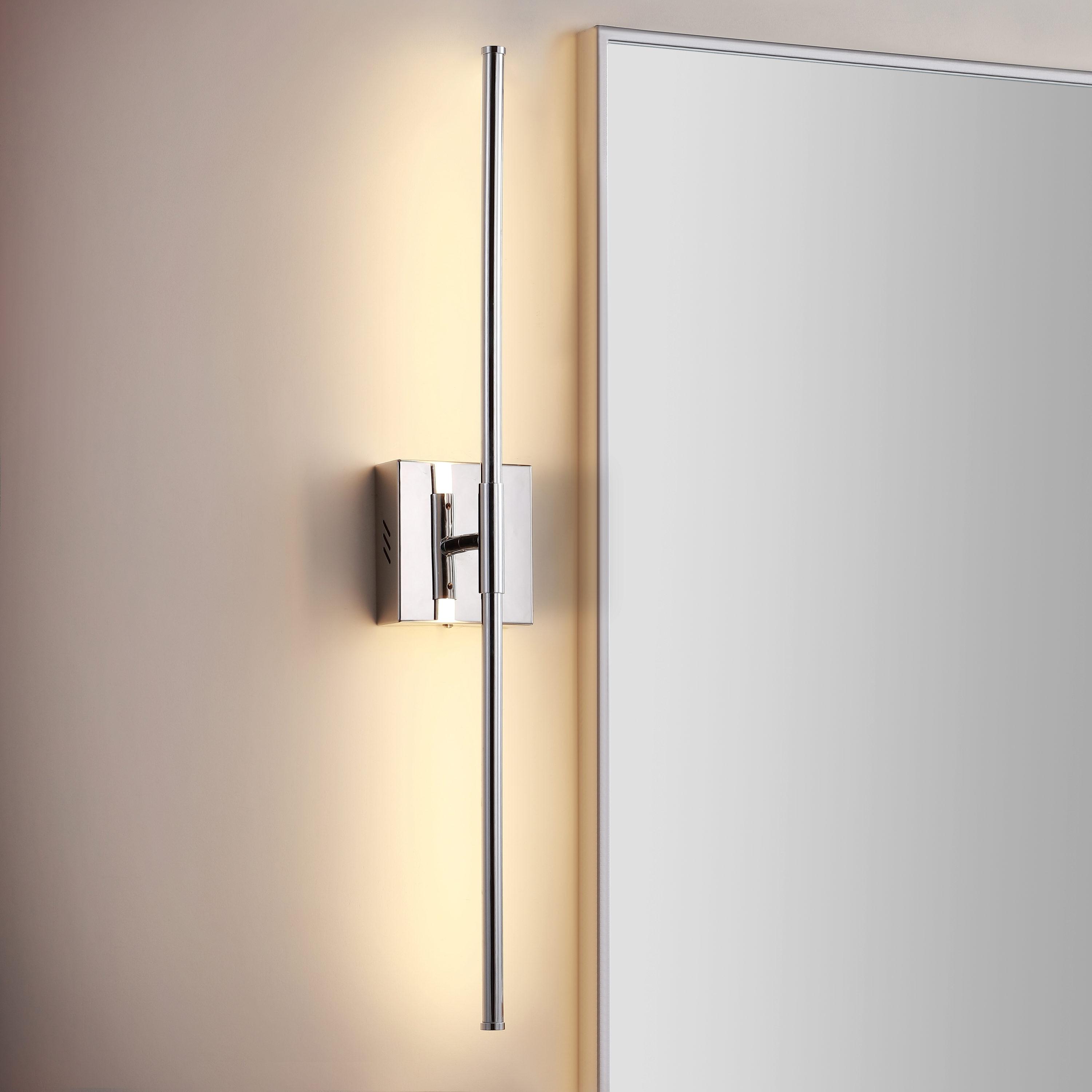 JONATHAN  Y Makena Metal Dimmable Integrated Minimalist 28-in W 1 -Light Polished Chrome Integrated LED Wall Sconce