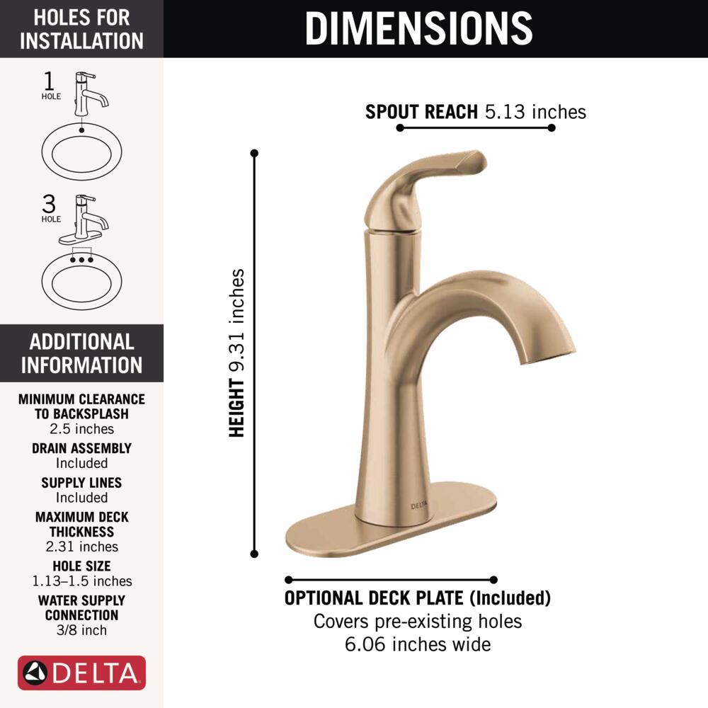 Arvo Single Hole Bathroom Faucet with Drain Assembly, Single Handle Bathroom Sink Faucet