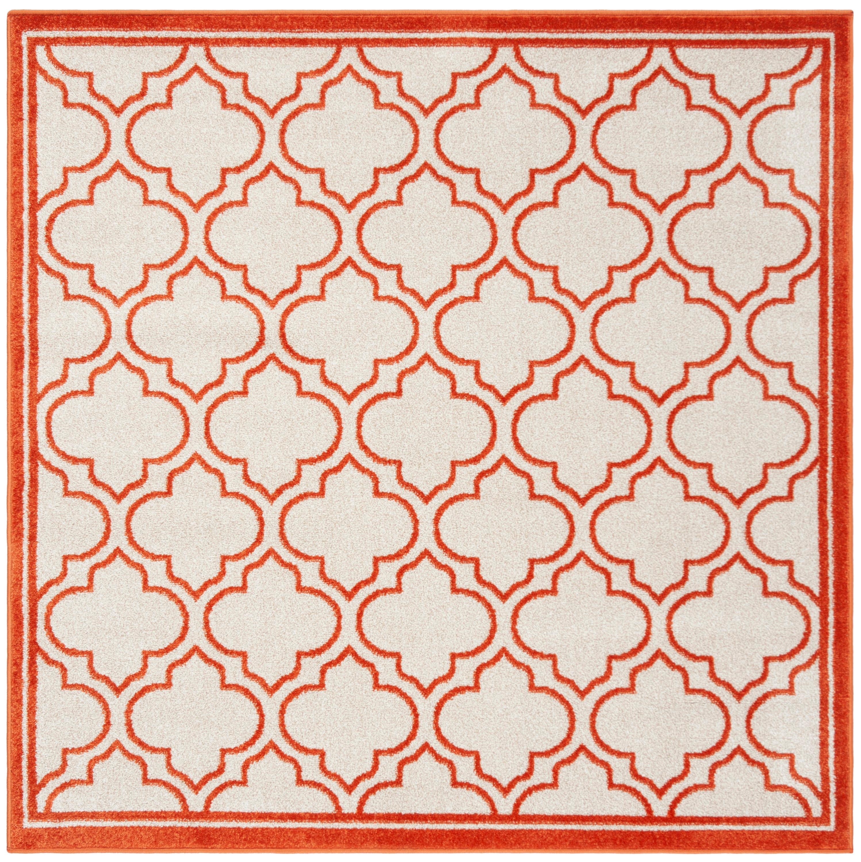 Amherst AMT412 Power Loomed Area Rug - Ivory/Orange - 5'x5' - Safavieh.