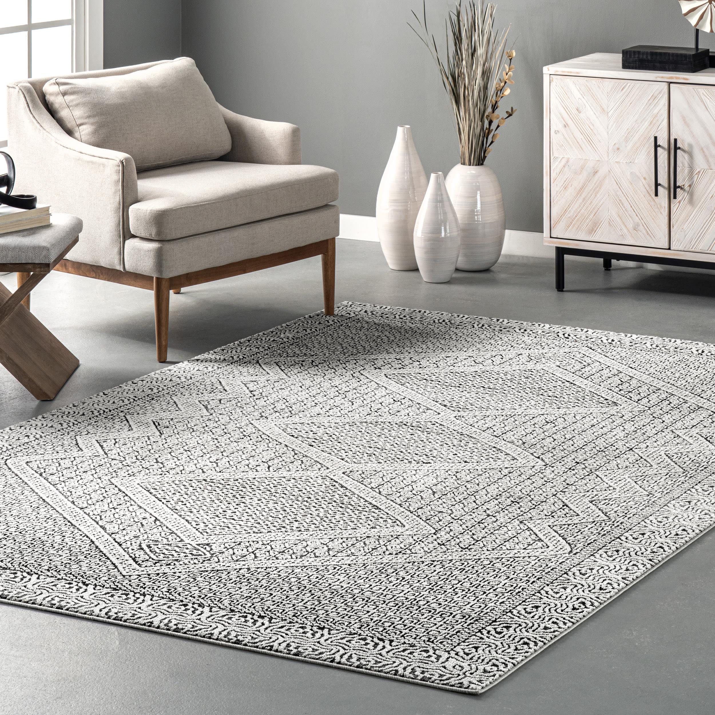 Nuloom Exie Medallion 5x7 Indoor Area Rug for Living Room Bedroom Dining Room Kitchen, Grey/Ivory