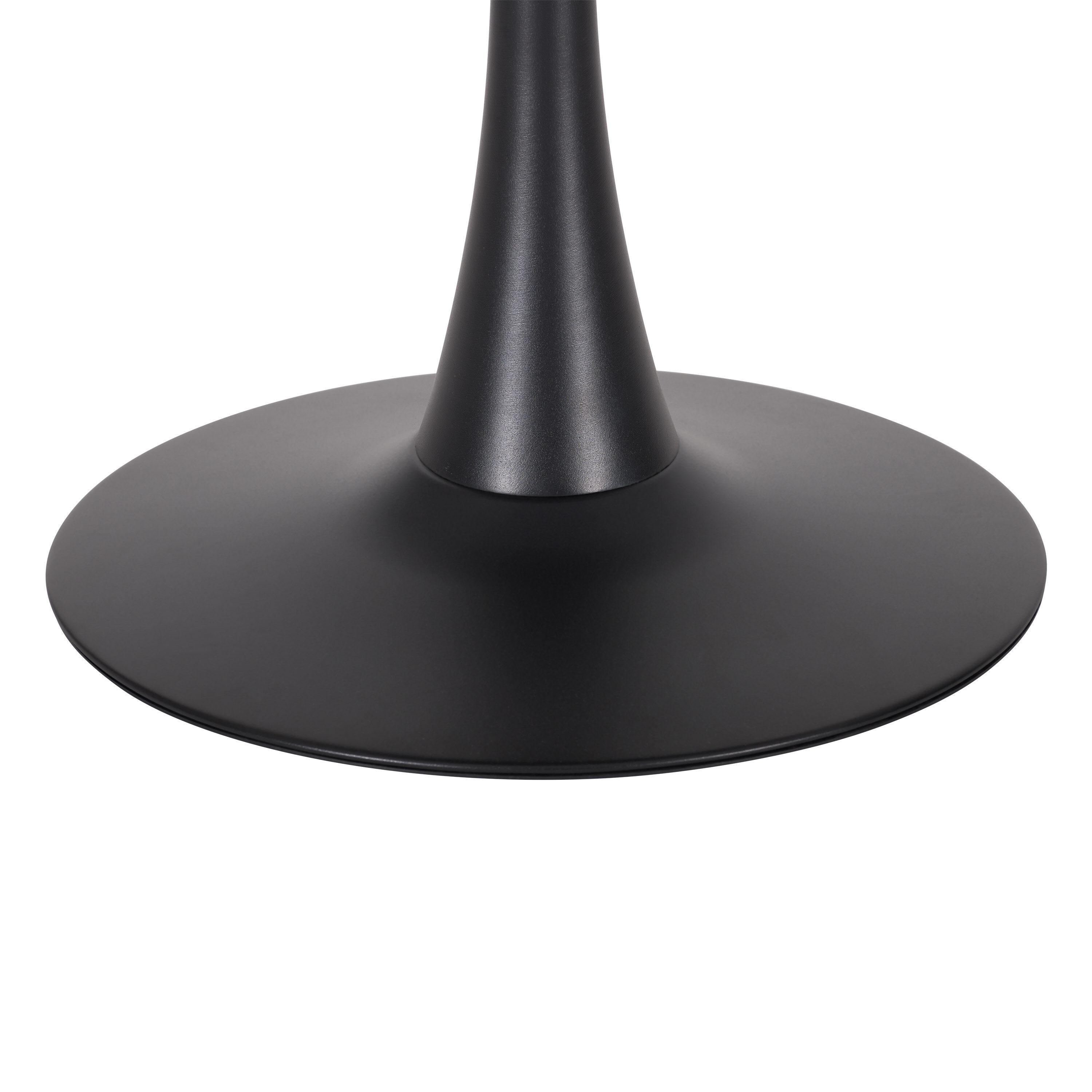 CorLiving Ivo Modern Round Black Marbled Engineered Wood and Steel Pedestal Dining Table - Small Pedestal Dining Room Table for 3, Ideal Small Round Kitchen Table, Bistro Cafe Table