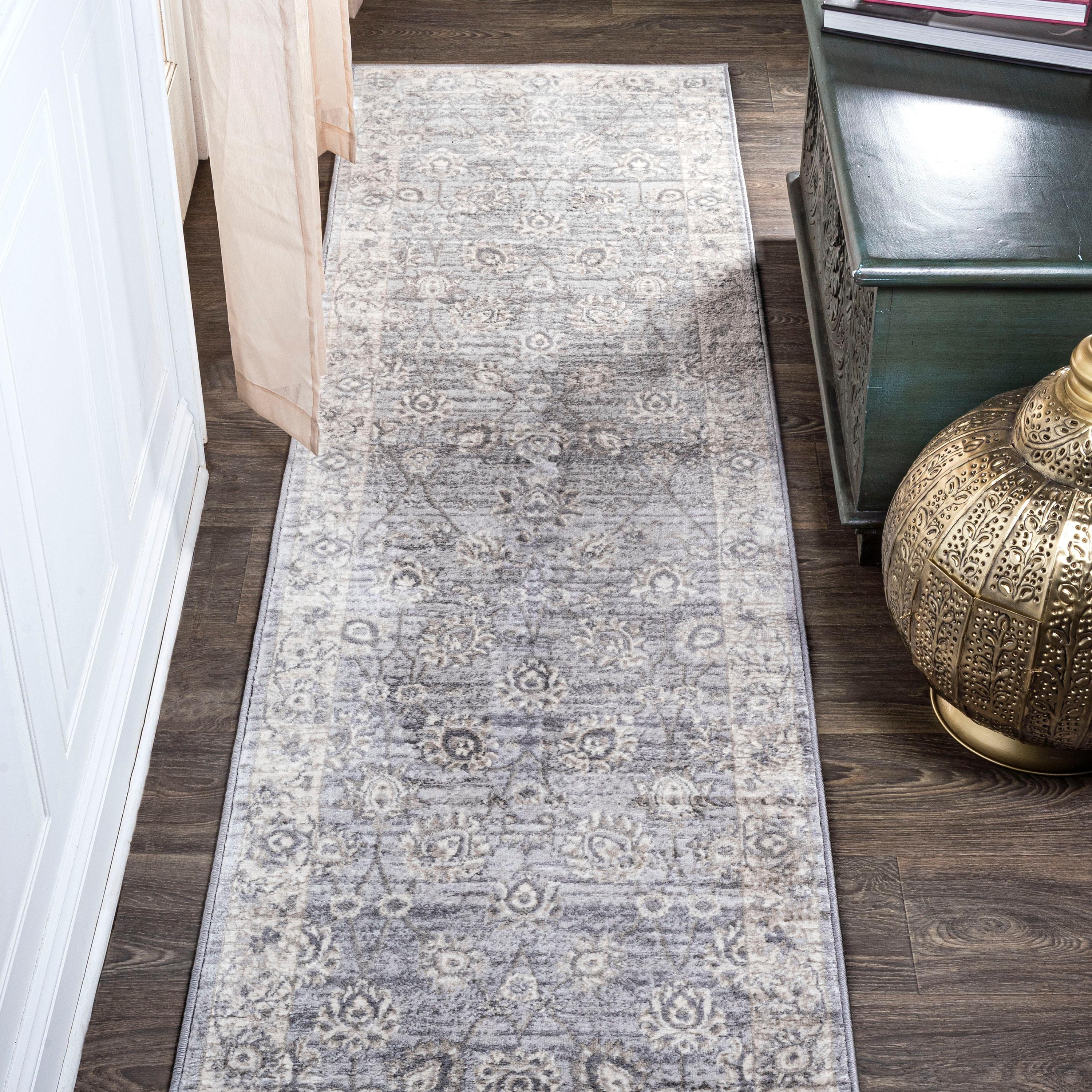 2' X 10' Modern Persian Vintage Moroccan Traditional Runner Rug, Light Gray - JONATHAN Y